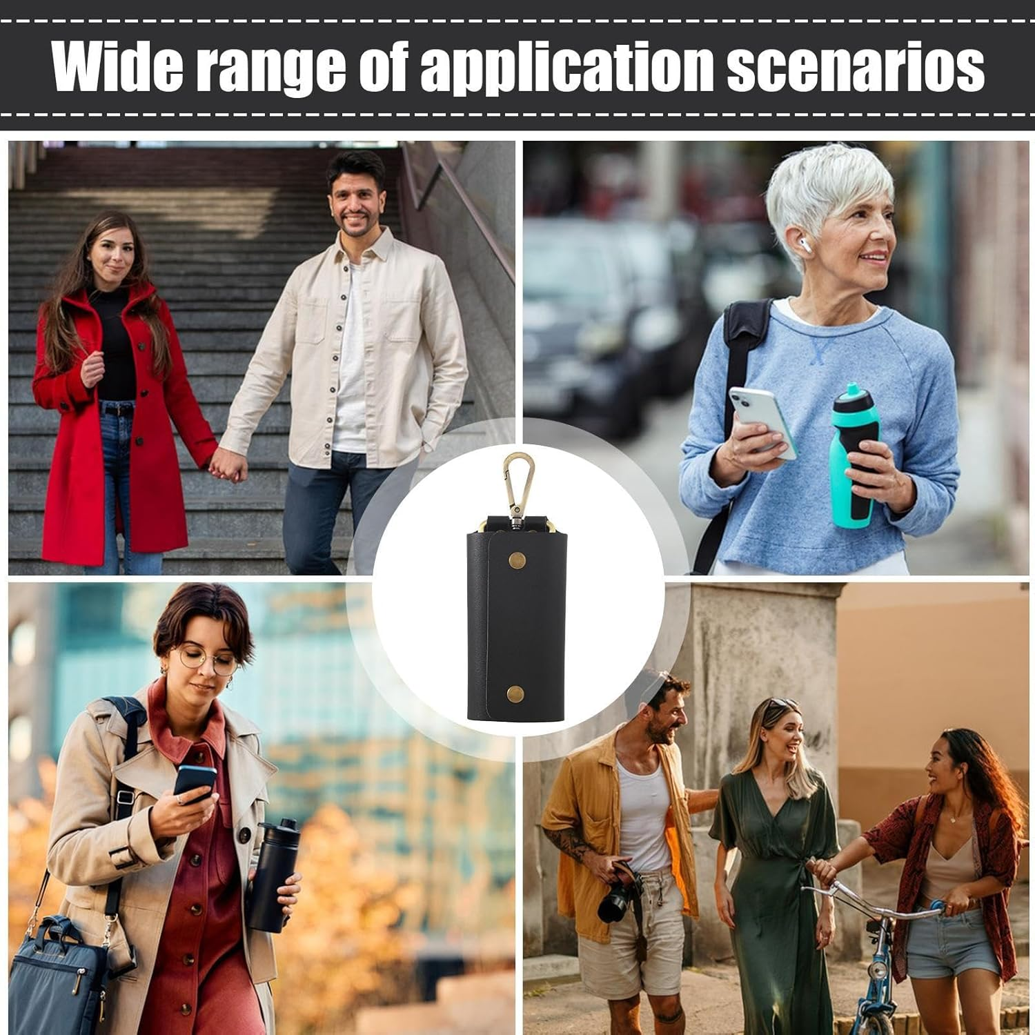 Key Wallet | PU Leather Key Organizer, Compact Wallet Organizer Retro Key Chain for Office School Belt Men Women, Black, Se R&eacute;f&eacute;rer Au Descriptif, Refer to Description image number 5