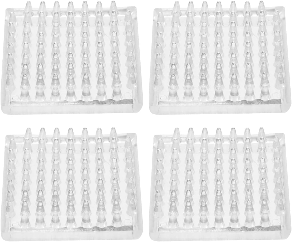 Angoily 4Pcs Transparent Furniture Grippers with Teeth, Anti-Slip Chair Leg Pads, Carpet and Wooden Floor Protector, 48Mm Square Design for Table and Sofa