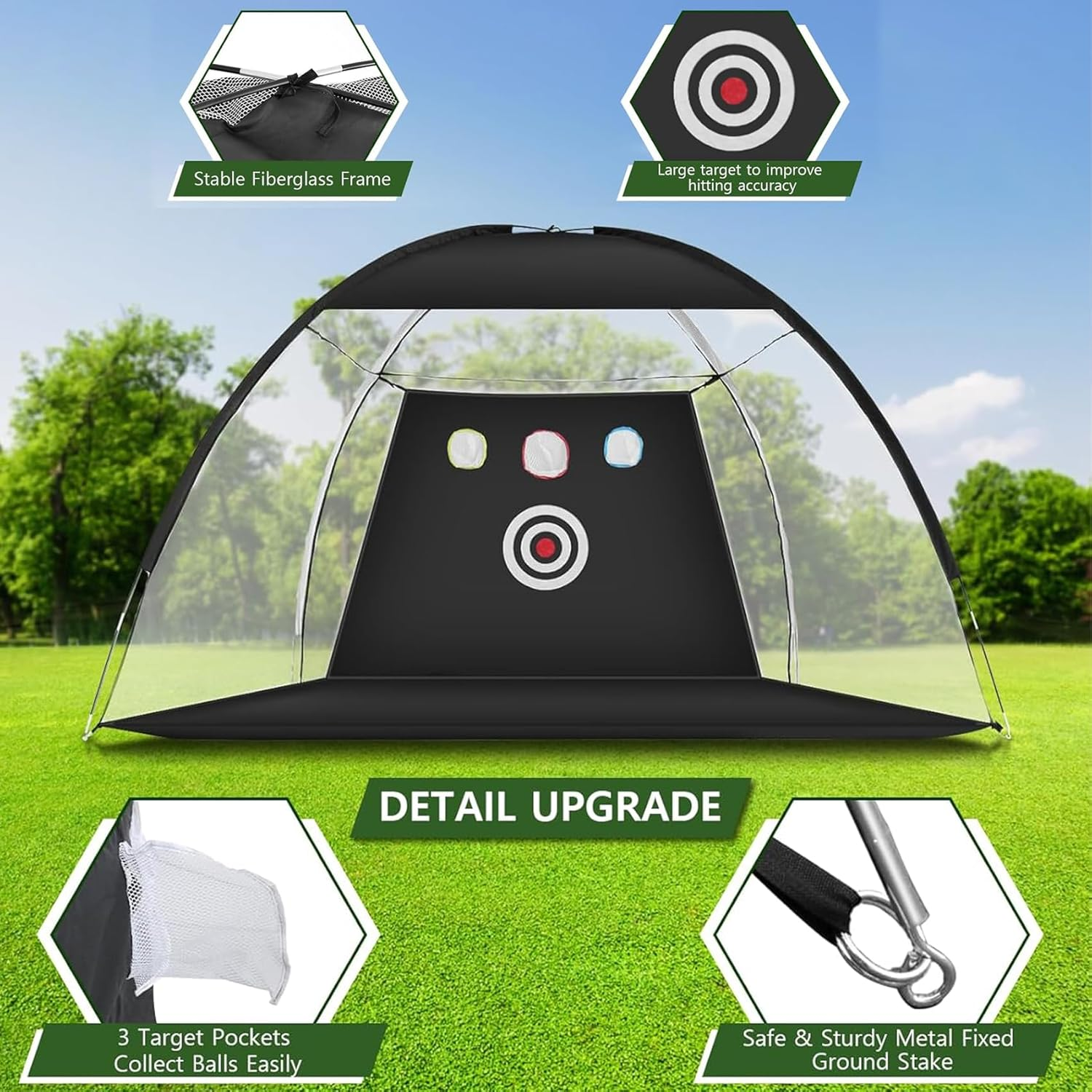 300 * 210 * 180Cm Golf Practice Net, Golf Training Net for Backyard Chipping Driving, Garage, Outdoor/Indoor image number 3