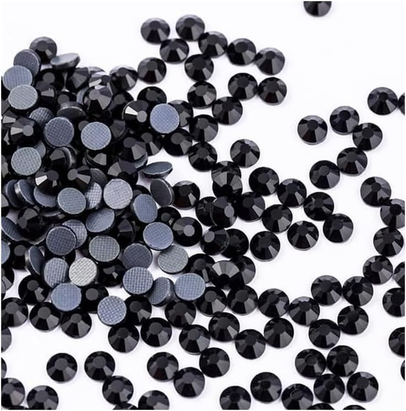 1440 Pieces Hotfix Rhinestones Crystals Hot Fix Clear AB Crystals round Flatback Gems Glass Stones Crystal Rhinestones Bulk for Crafts Clothing Dance Costumes, 5Mm (Black) image number 4