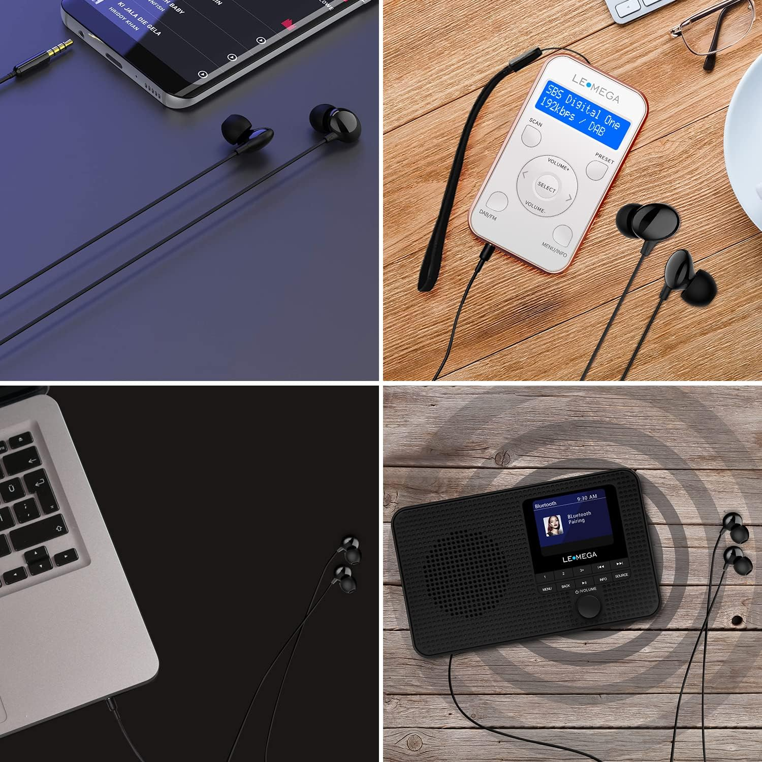 LEMEGA Earphones, Comfortable in Ear Earphones with Stereo Sound, for PR1/ PR2/DR1/DR3/CR2+/CR4 DAB Radio - Black