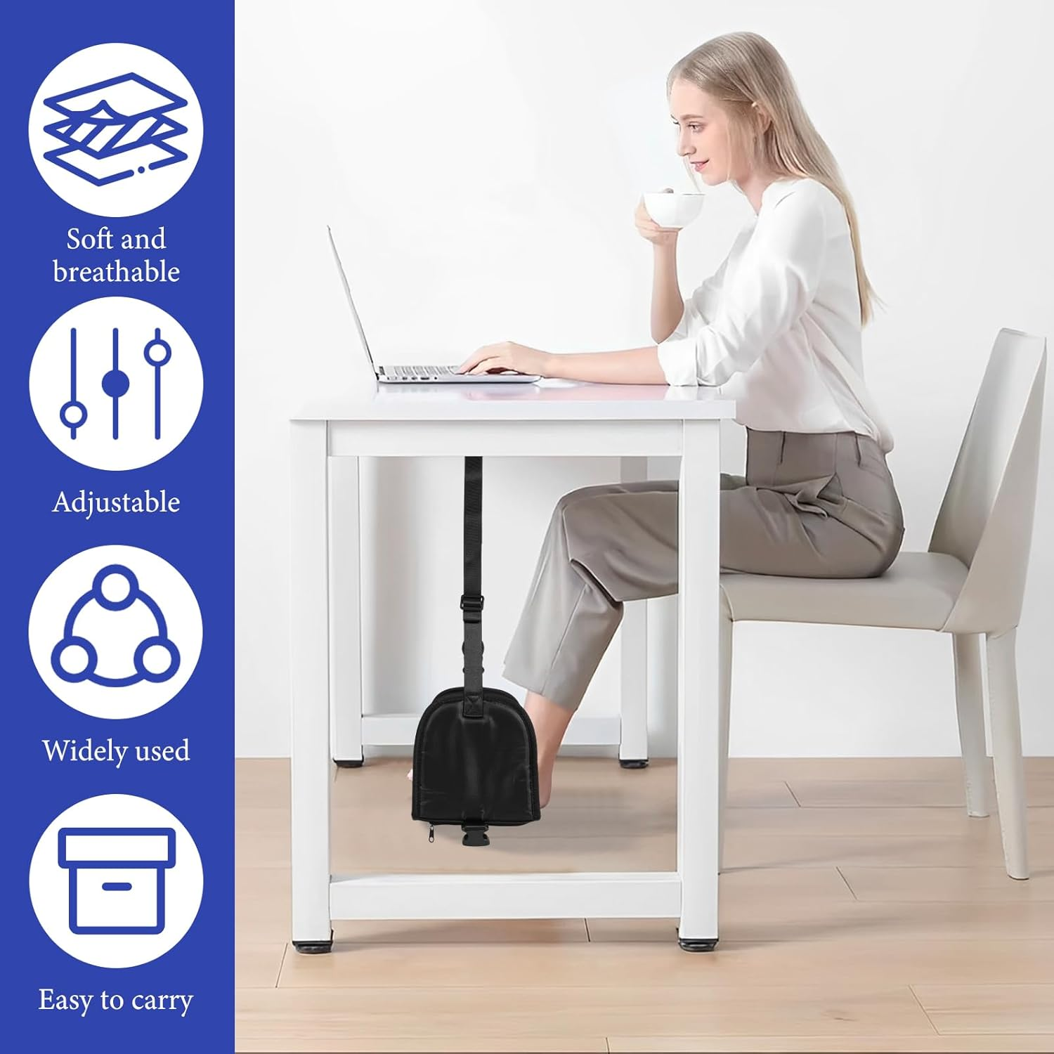 ZFLYCANP Airplane Foot Hammock with Support, Portable Base Designed Foot Hammock with Storage Bag, Perfect Foot Rest for Long Flight Plane Trip image number 1