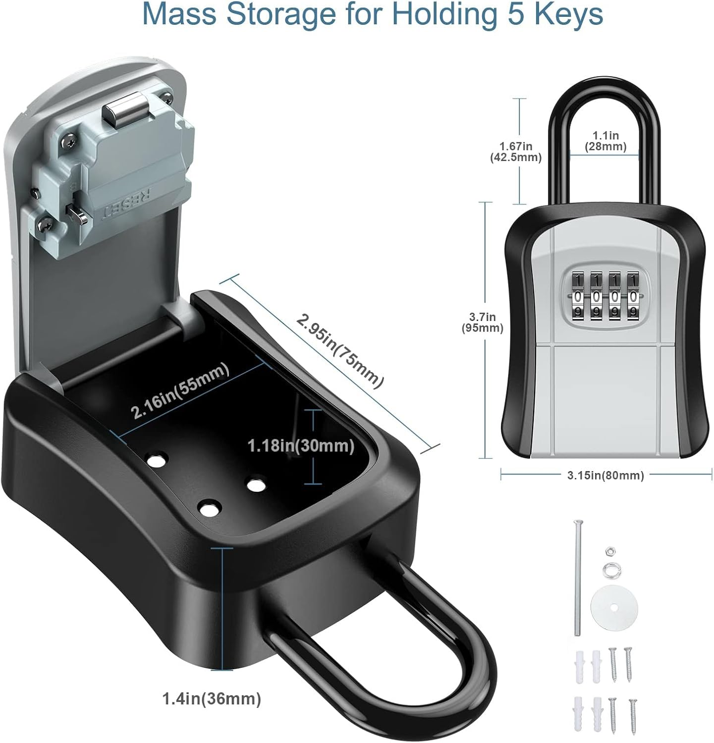 Key Lock Box, Lock Box for Keys - Lockbox for House Key, Lock Box with Combination for Real Estate, Car Keys - Hide a Key Lock Box for House Keys Waterproof Key Safe - Easy Installation image number 4