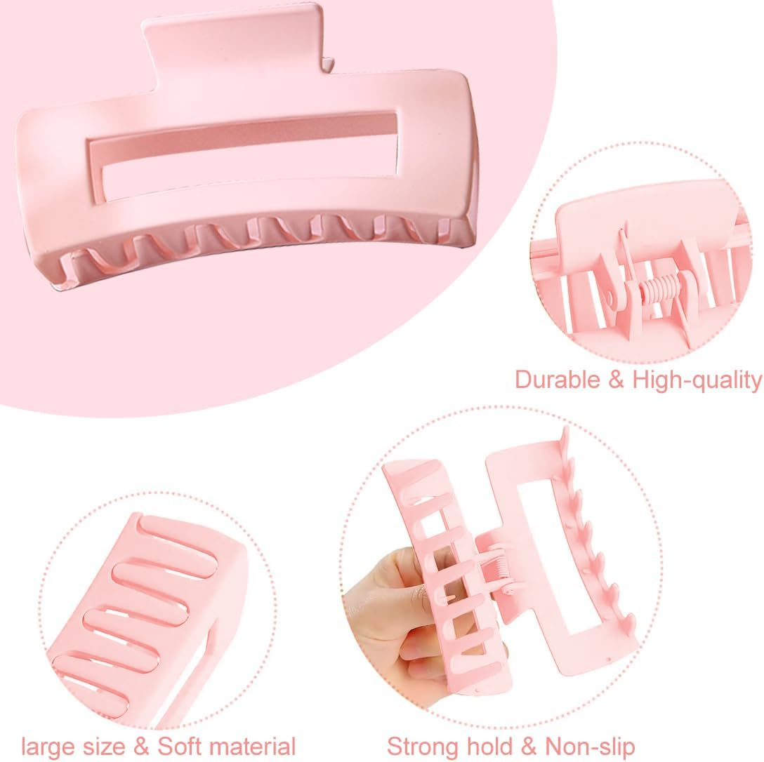 Pack of 3 Large Hair Clips, Hair Clips for Thick Hair, Non-Slip Hair, Jaw Clips, Hair Styling Accessories for Women, Girls, Hair Clips, Women, Girls, Peach Powder