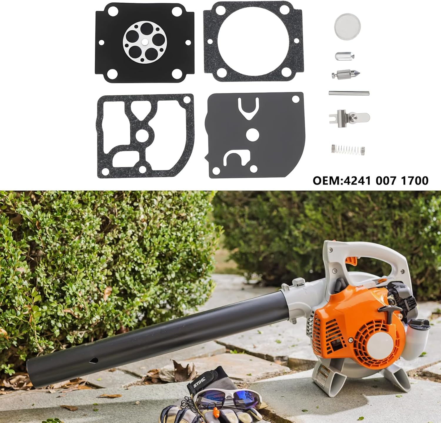 Emsea 2Set Carburetor Rebuild Kit 4241 007 1700 Compatible with Stihl BG56 BG66 BG86 FC56 FS70 Compatible with Zama S261 Series image number 1