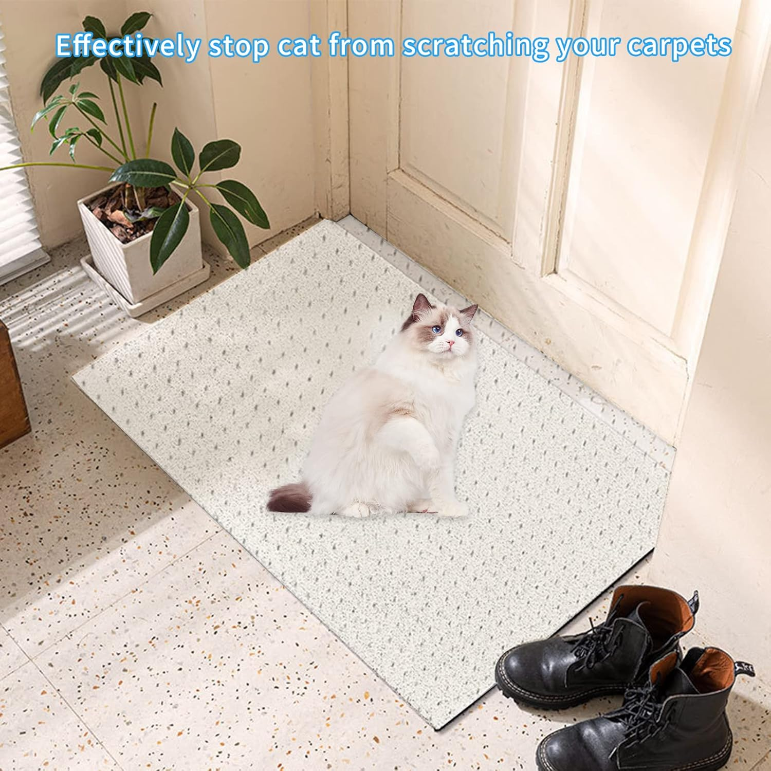 Carpet Protector for Cats, Durable Plastic Cat Scratch Protection Film for Carpet/Floor/Bedroom/Door/Porch, Prevent Rugs from Scratching/Wearing (31 X 250 Cm) image number 6