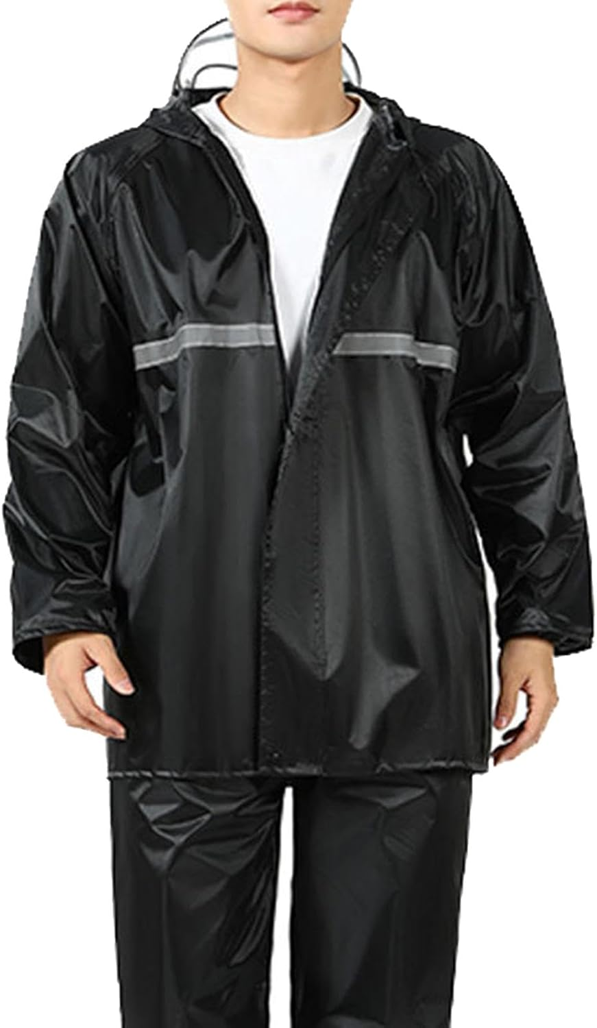 Motorcycle Raincoat, Waterproof Rain Gear Suit, Hood Rain Jacket and Rain Pants, Breathable Reflective Rainwear for Men & Women