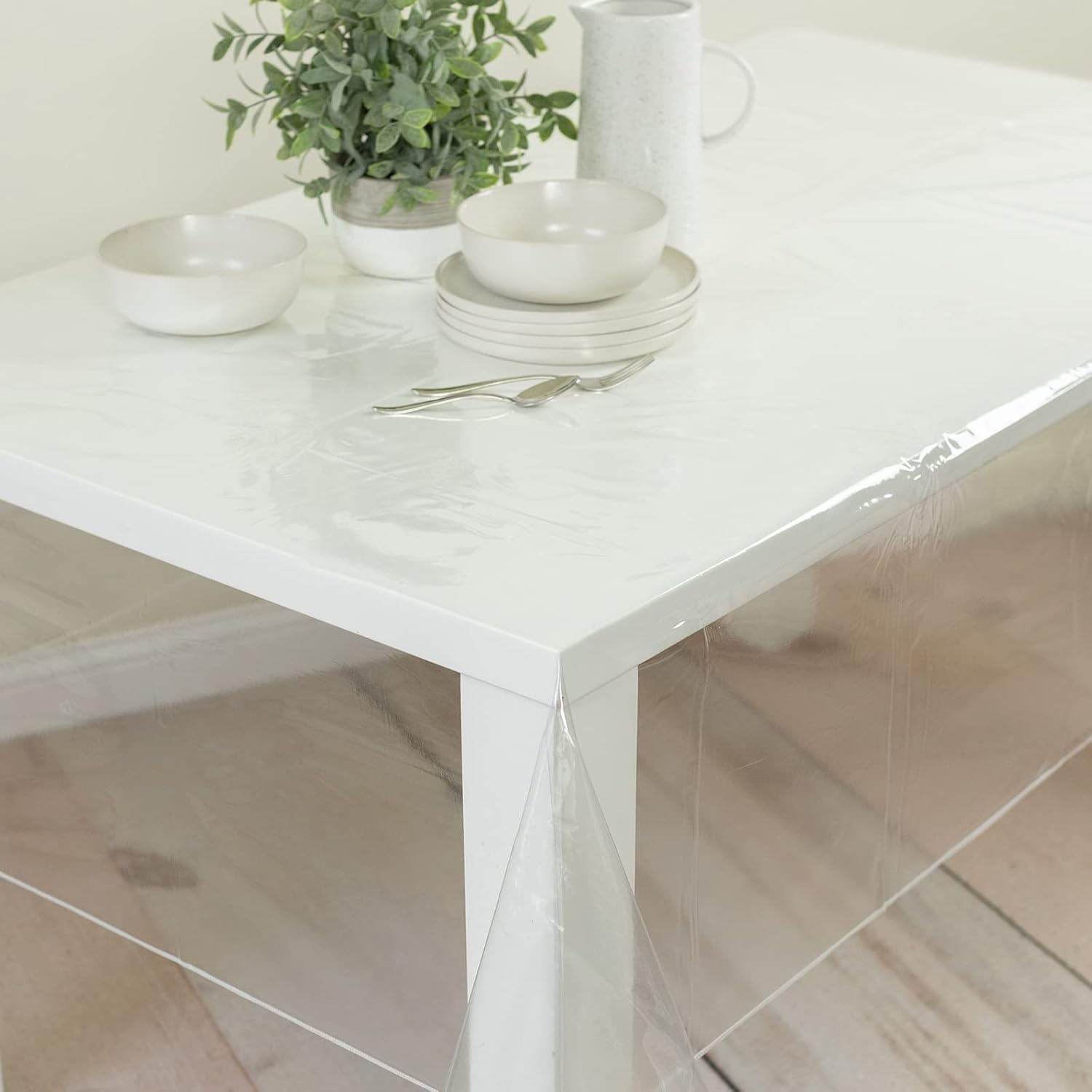 Benson Mills Heavy Duty Clear Plastic Tablecloth Protector, 100% Waterproof Table Cloth, Oil Spill Proof, Table Cover for Dining Tables, Parties and Holidays (54" X 70" Rectangular) image number 3