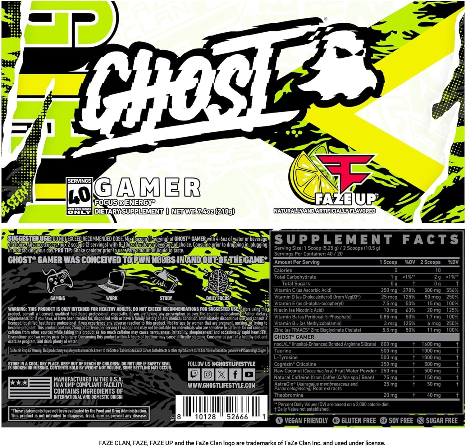 Ghost Gamer Faze up Energy Powder 210 G, 40 Servings image number 6