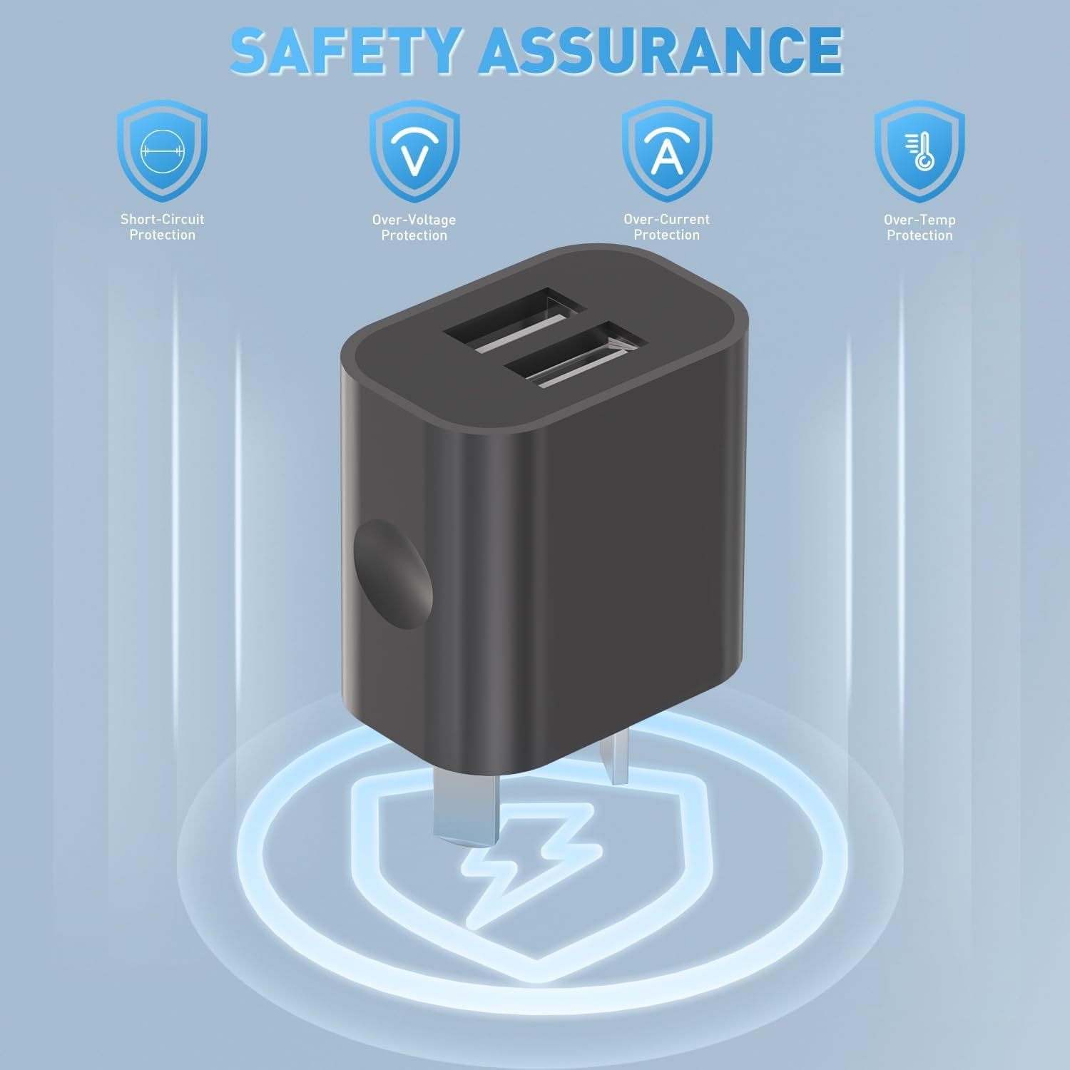 HEYMIX Dual USB Power Adapter, 2-Pack Dual USB Charger Plug, USB Wall Plug 5V Charger, 2-Port Aus USB Plug 5V/2.1A Adapter SAA Certified Compatible with Iphone, Ipad, Samsung, Pixel, Galaxy, HTC image number 2