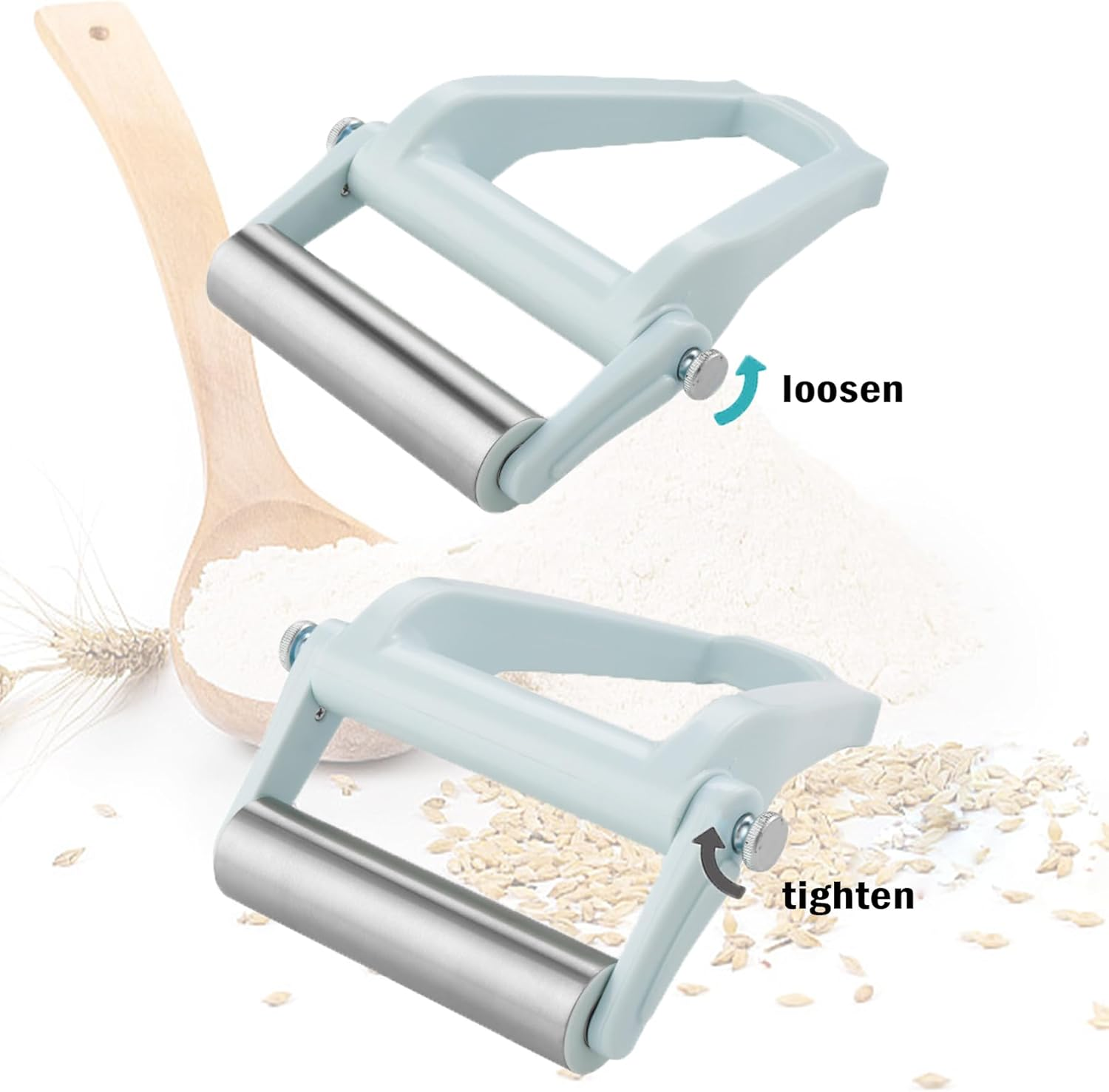 Rolling Pin Stainless Steel - Rolling Pin for Ravioli Dumplings, Work Saving Dough Sticks for Rolling Out, Adjustable Angle Rolling Pin, Kitchen Baking Accessories for Christmas image number 3