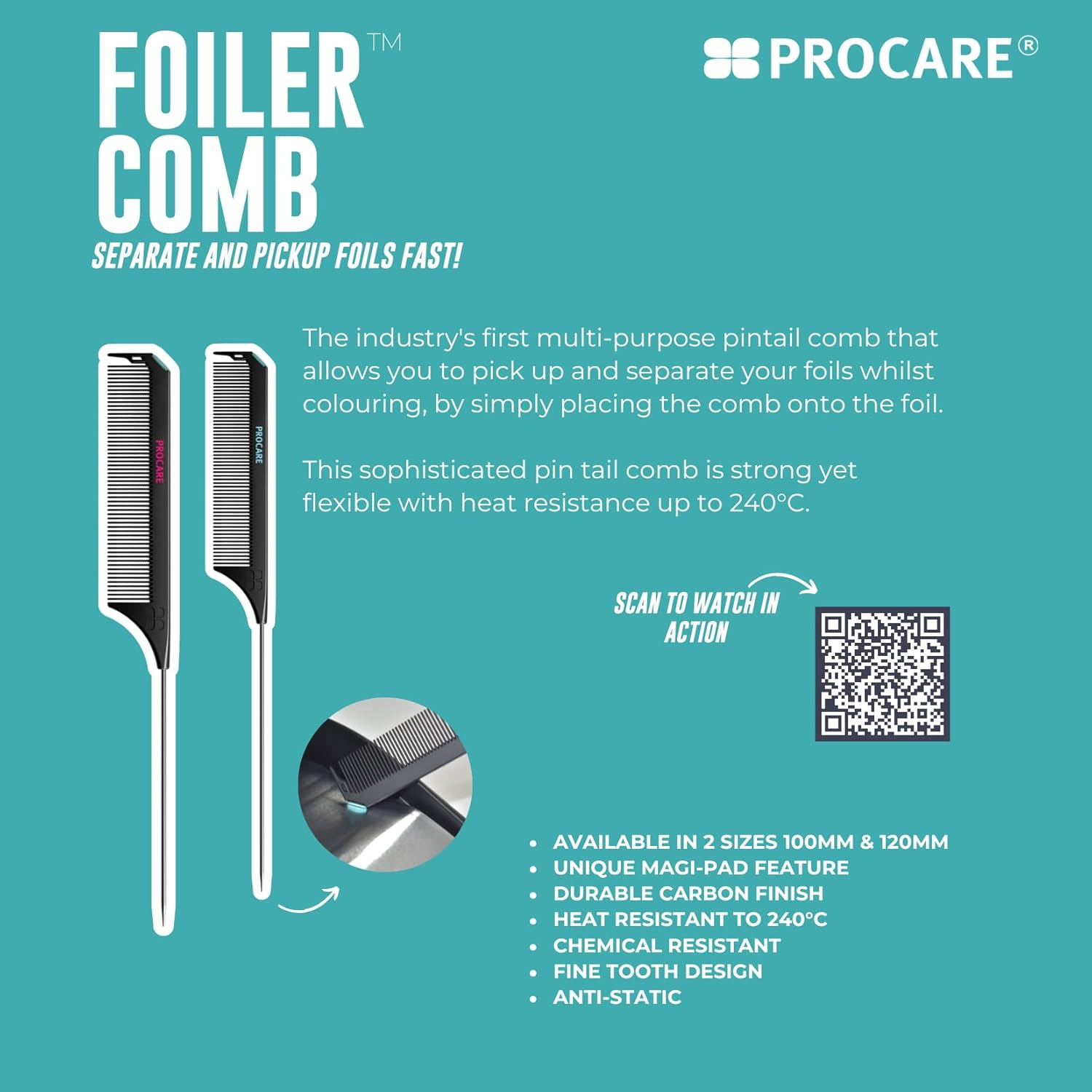 Procare Fast Foiler XL Pin Tail Comb image number 1