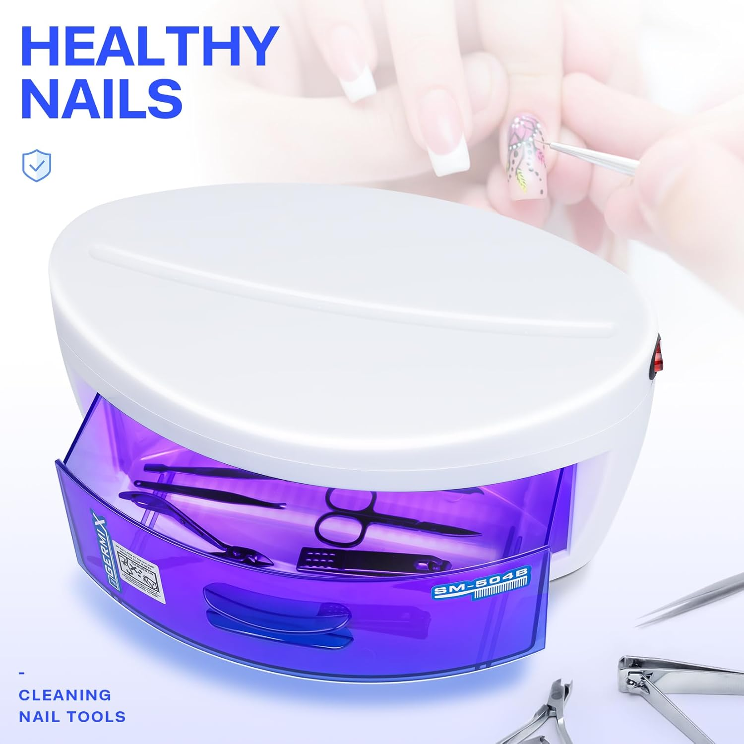 Sterilizer for Nail Tools,Lxiangn Large Capacity 8 W Multipurpose Nail Tools Cleaning Box Nail Sterilizer Cabinet Drawer for Barber Cutting Scissors Nipper Nail Art Tool