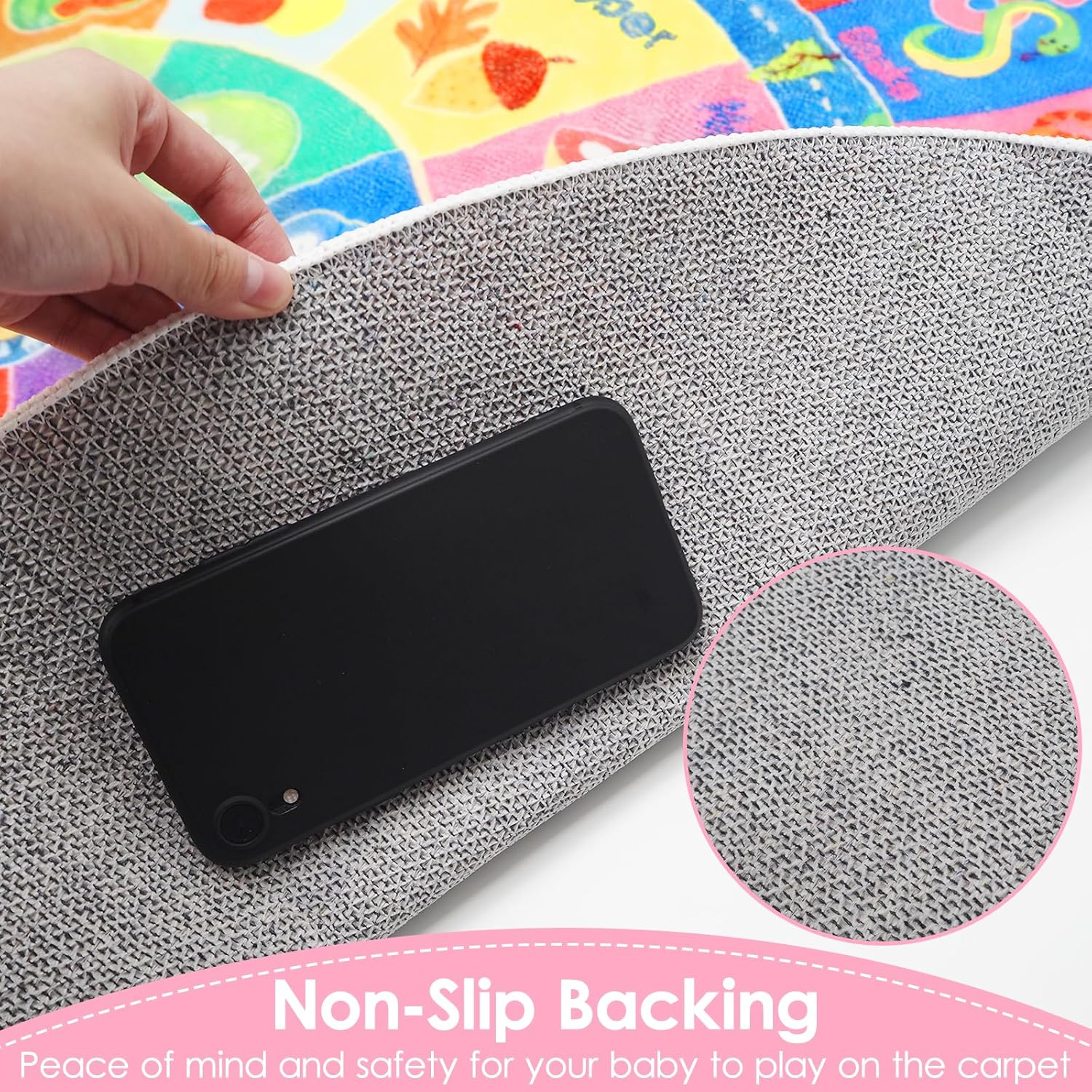 Kid'S Velvet round Rug Soft Floor Playmat for Baby, Cartoon Plush Educational Learning Have Fun Area Rug, Multifunctional Study Activity Centerpiece Play Mat (Color C, 100 * 100Cm) image number 2