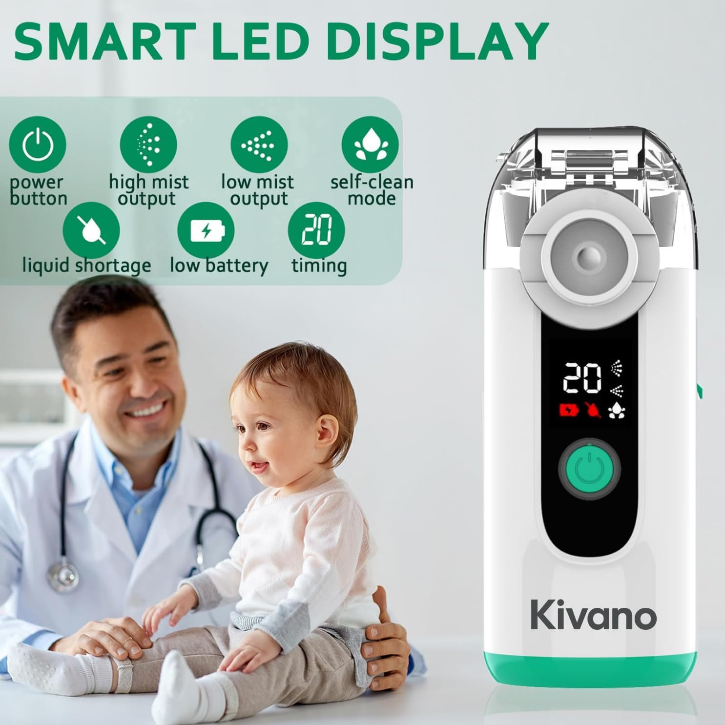 Nebulizer &ndash; Portable Nebuliser for Kids & Adults, Quiet Steam Inhaler for Breathing Relief, Handheld Nebuliser Machine for Home & Travel Use, Rechargeable Compact Inhalation Device image number 1