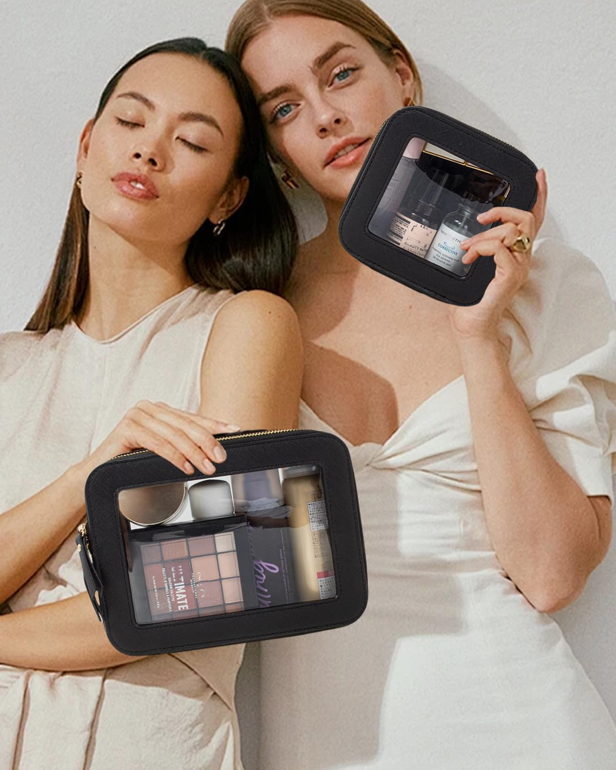 DDPOND Clear Makeup Bag, Small Makeup Bag TSA Approved Toiletry Bag Cosmetic Travel Bag Cute Makeup Bag Organizer Makeup Case Pouch Car Essentials for Women Men - Mini Pink image number 6