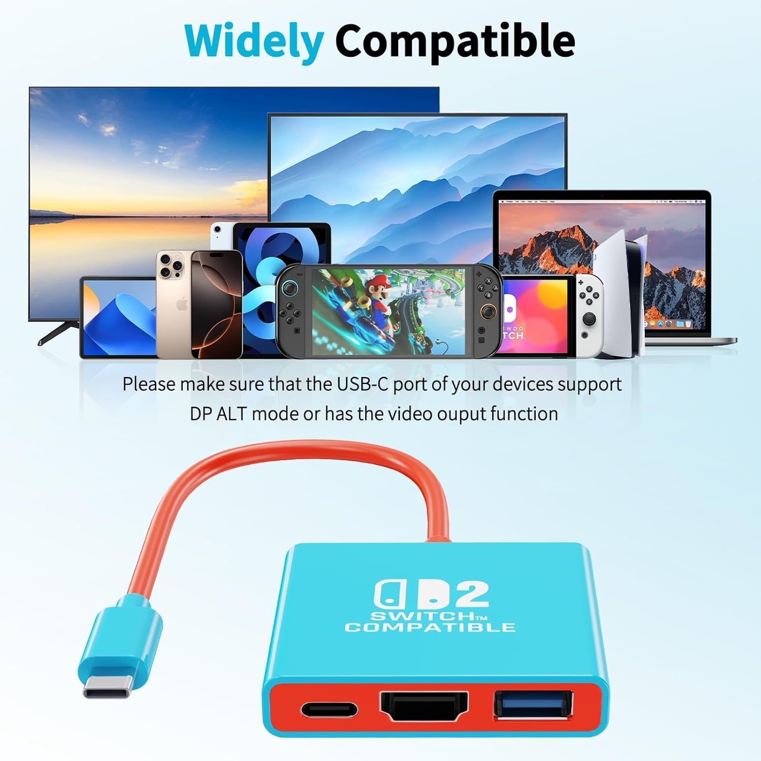 Docking Station Compatible with Nintendo Switch 2, Replacement for Nintendo Switch 2 Dock,Portable Travel Docking Station with HDMI2.0/PD 100W/USB3.0 Port,Support 4K/60HZ Switch 2 TV Mode image number 3