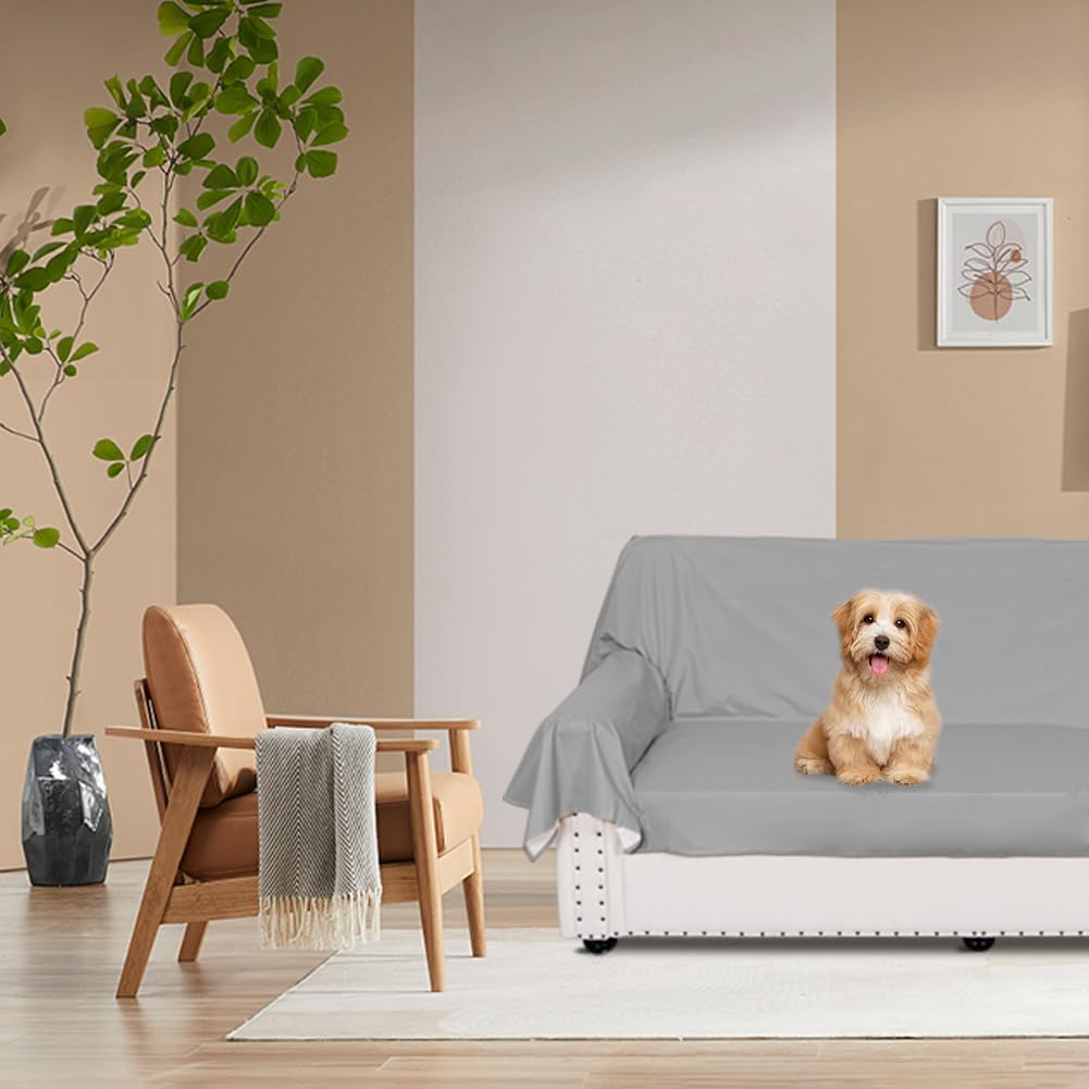 DUJUIKE Waterproof Bed Cover for Dog and Cats,Pet Hair Resistant Bed Sheet Cover, Protective Bed Liner Cover with 100% Waterproof Breathable Thin Fabric (Queen 78 * 90 Inch, Grey) image number 6