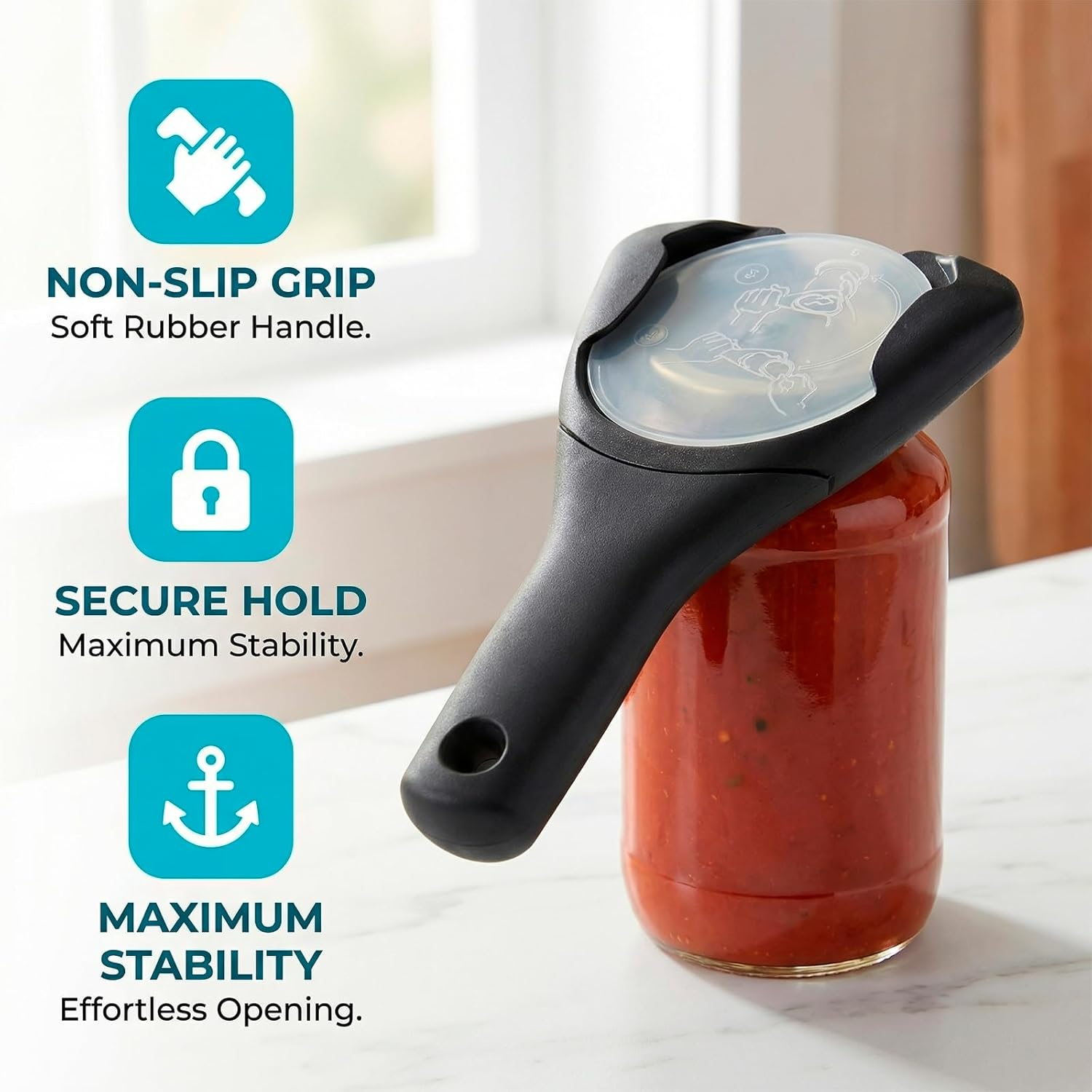 Luzcauwy Jar Opener with Base Pad Bottle Openers for Seniors Weak Arthritic Hands Effortless Can Lids Twist Tool Easy Open Adjustable Grip Elderly Kitchen Gadget Arthritis Aid Silicone image number 3