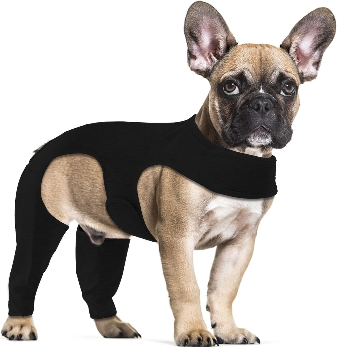 Yoolhamy Dog Surgery Recovery Suit - Leg Wound Protector Brace, Elbow Protector Cone Alternative - Prevent Licking & Bite - Long Sleeve Suits - Leg Brace Support (Black, XS)