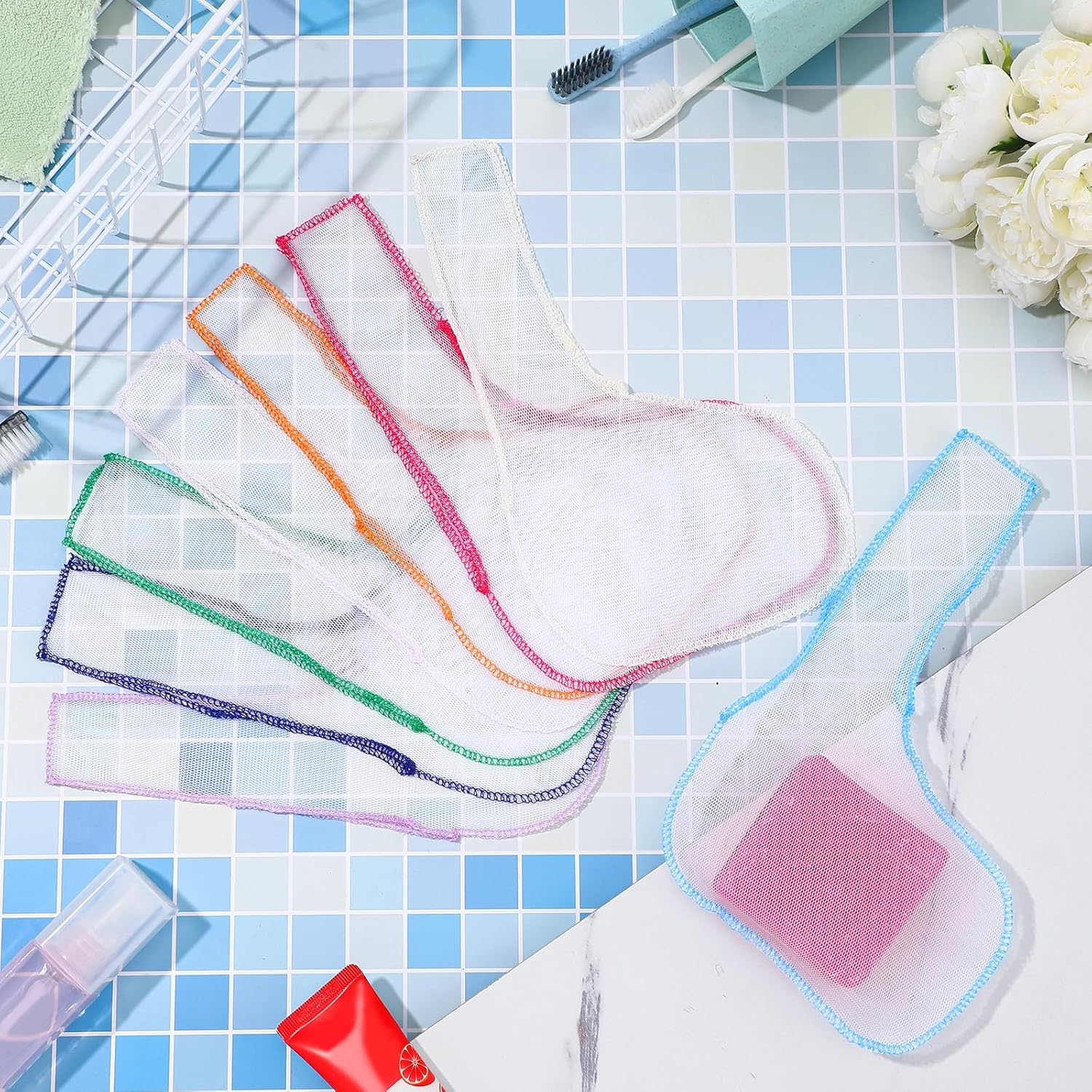 Cosblank 8 Pcs Soap Bar Saver Bag to Preserve Soap Mesh Pouch for Shower Body Wash Conditioner Shampoo Bar Holder, 8 Colors image number 5
