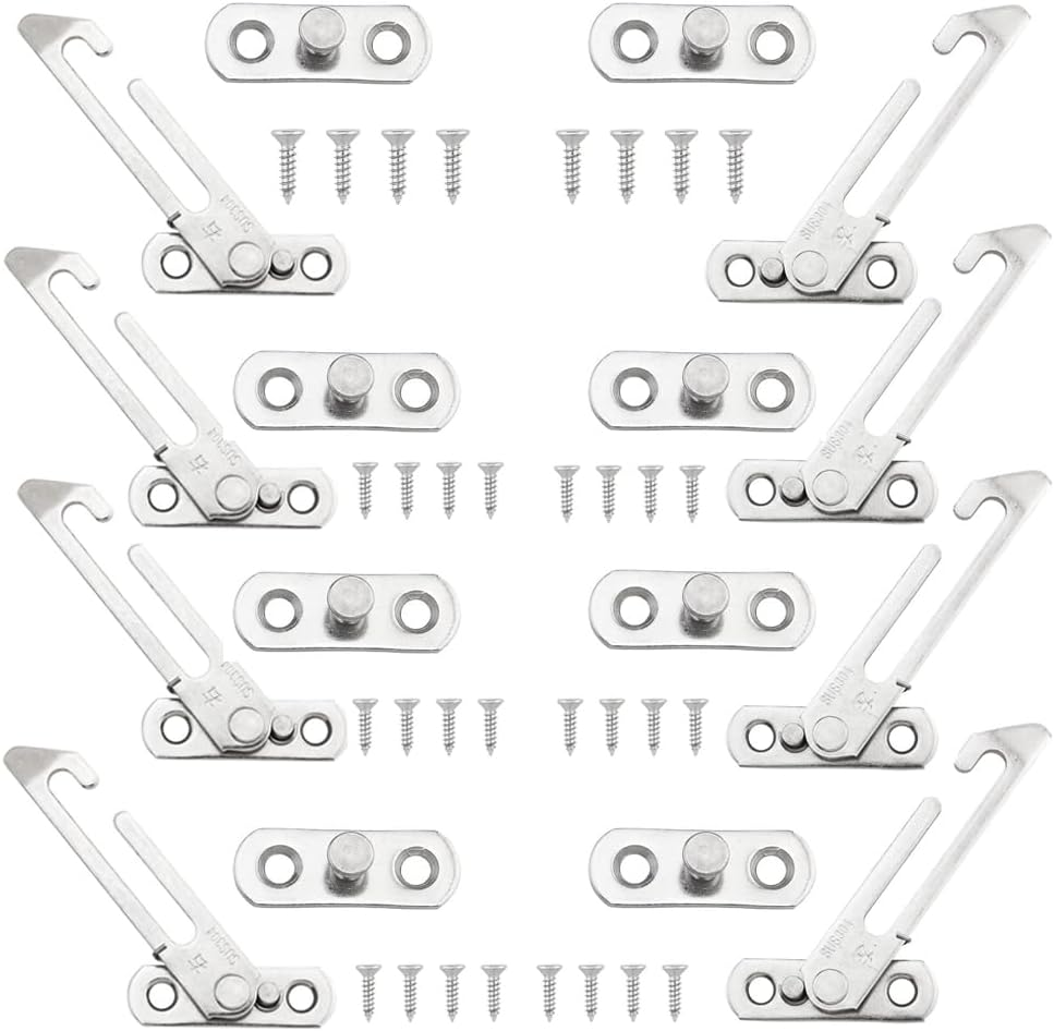 KOVOSCH 4 Pairs Window Restrictors Locks,Window Restrictors for Upvc Windows,Stainless Steel 304 Security Lock Child Lock,Restrictor Catch Safety Catch with Screws