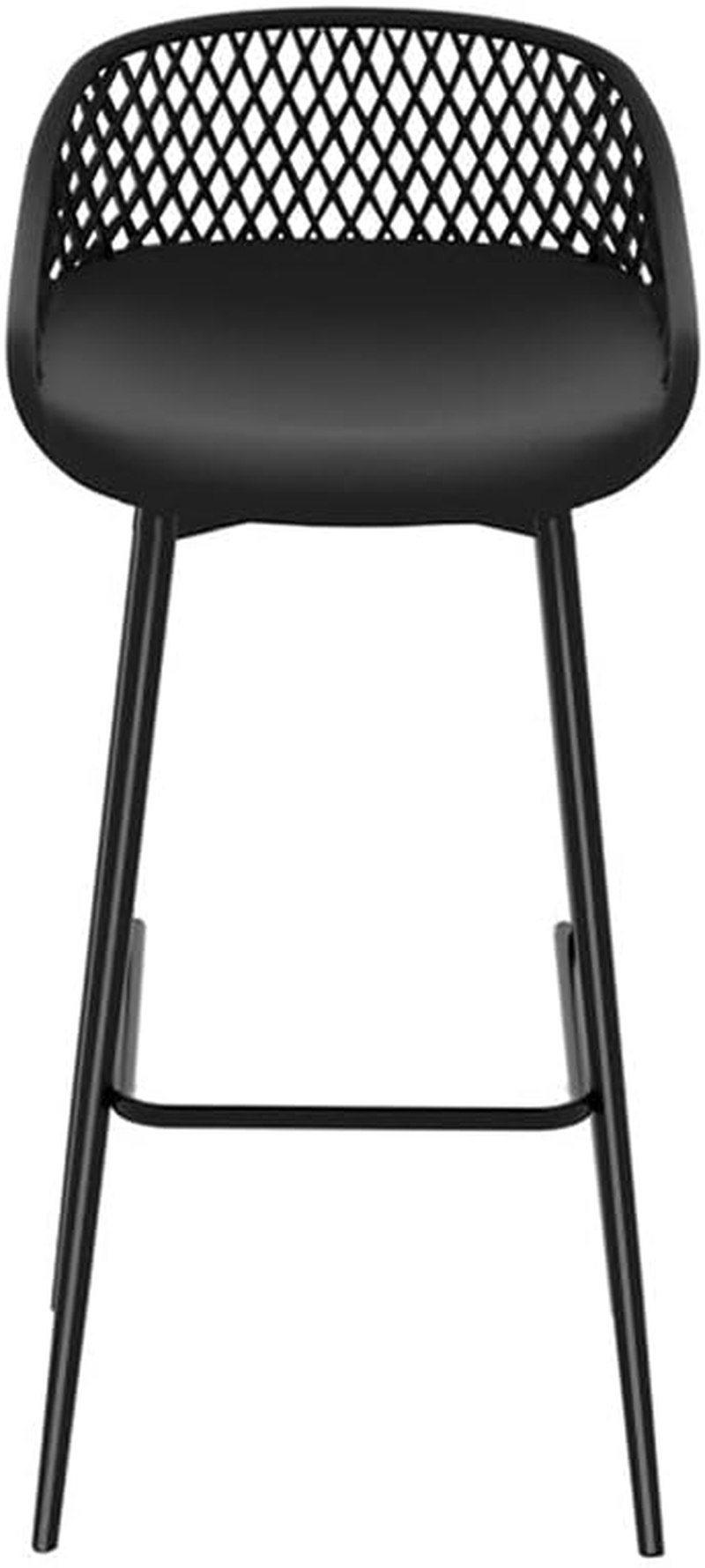 Gardeon Set of 4 Outdoor Bar Stools, Metal Frame Patio Chairs Bistro Dining Lounge Garden Pool Backyard Balcony Deck Furniture, Water-Resistant Backrest Stool with Footrest Black image number 2