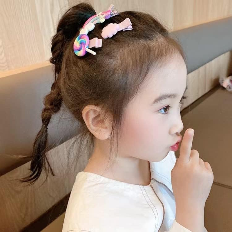 Baby Girls Hair Clips, 28Pcs Adorable Fun Hair Accessories Cute Flowers Fruit Candy Rainbow Mutil Color Dessert Patternsbarrettes for Kids Little Girls image number 4