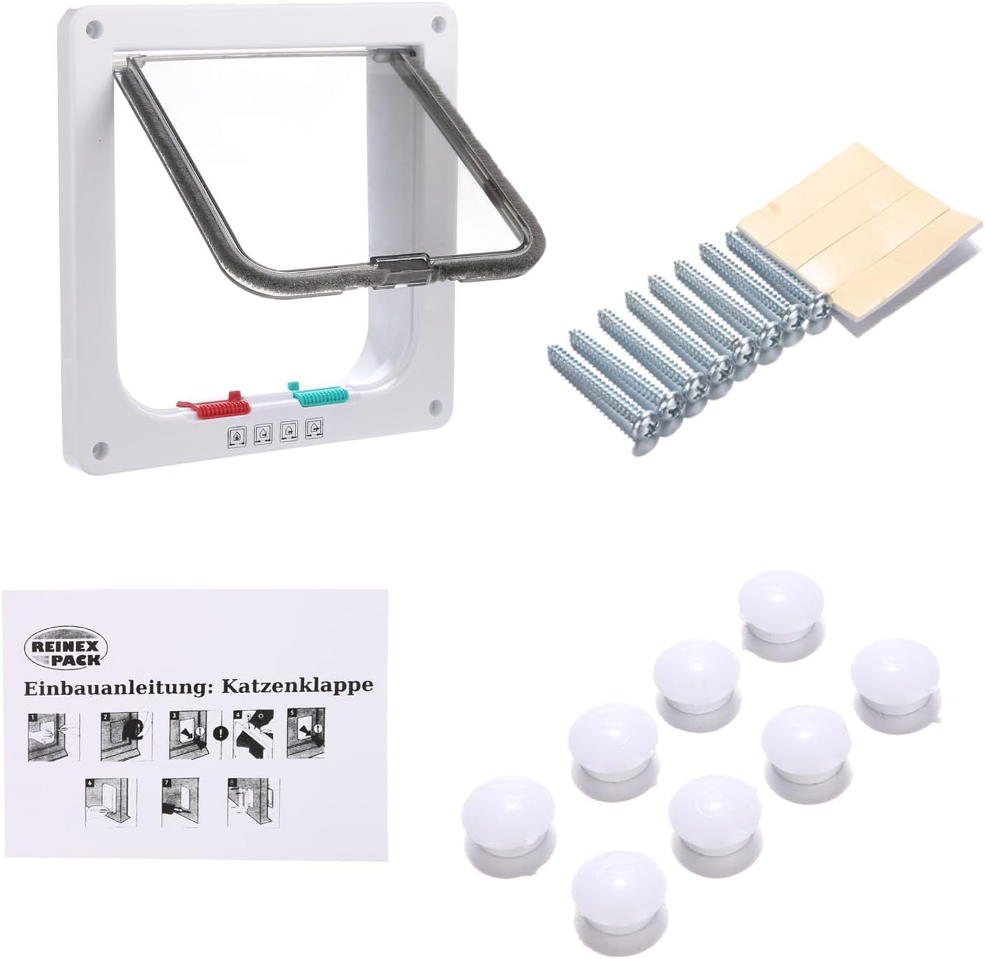 Sailnovo Cat Flap Dog Flap Size S 4 Way Magnetic Closure for Cats and Small Dogs - Dog Door Cat Door Pet Flap White image number 6