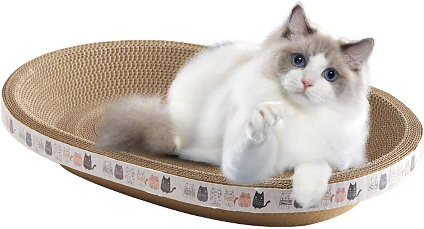 Cat Cardboard Scratcher,Cat Scratching Pad Oval/Round Shape Cat Scratcher Couch Protectors Cat Scratching Bed Pads,Cardboard Cat Scratchers Cat Scratching Lounge Bed for Furniture Protection