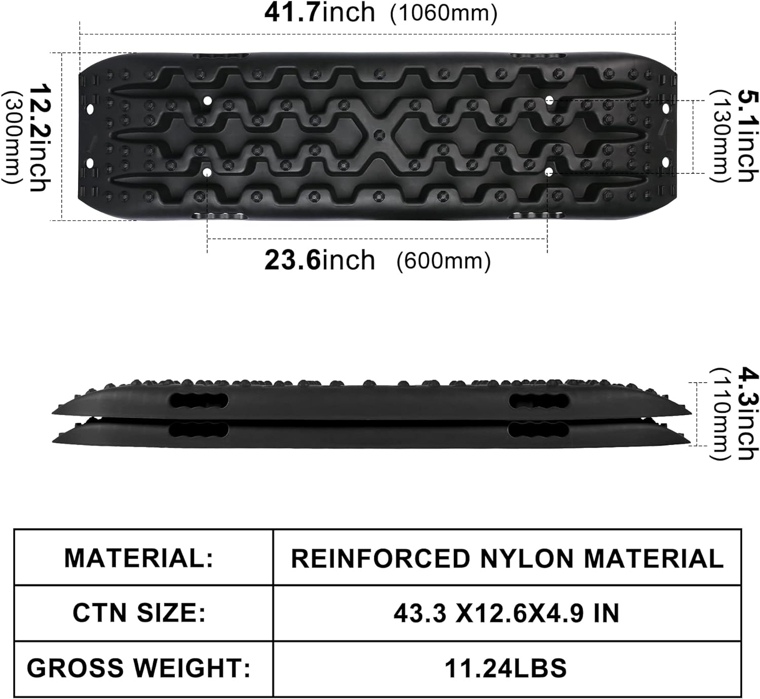 X-Bull Recovery Tracks with Bag and Mounting Pin Set 4X4 Recovery Boards Offroad 4Wd Tracks 22046LBS/10000KG Stand for Automotive Accessories Tires and Wheels in the Sand Mud Snow(Gen 3.0 Black) image number 1