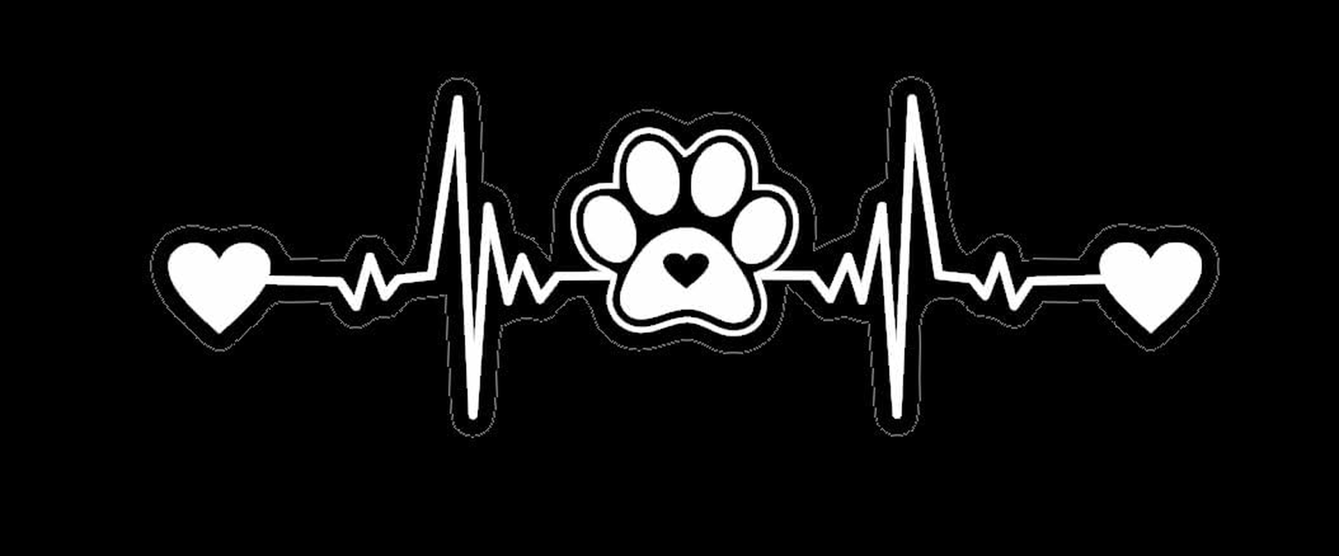 MAKTEM Paw Print Silhouette Heartbeat Car Sticker, Warning Dog on Board Decal, Dog on Board for Pet Lovers, Animal Lover, Paws on Board (Black)