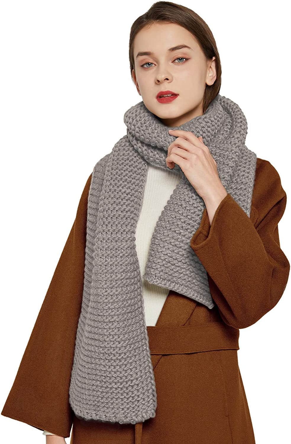 Surblue Winter Chunky Knit Scarf Warm Thick Wrap Pattern Long for Men and Women for Outdoors
