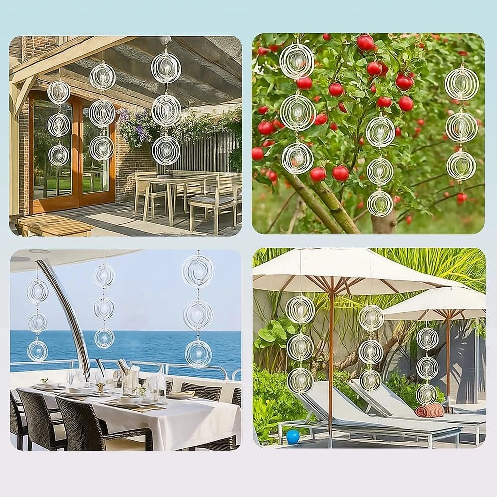 Bird Deterrent Wind Spinner, 9 Pack, 360-Degree Rotating Reflective Outdoor Decor with 3D Mirror Effect, Wildlife-Friendly Garden Protection, Fully Assembled, Compatible with Outdoor Spaces, Ruibex image number 2
