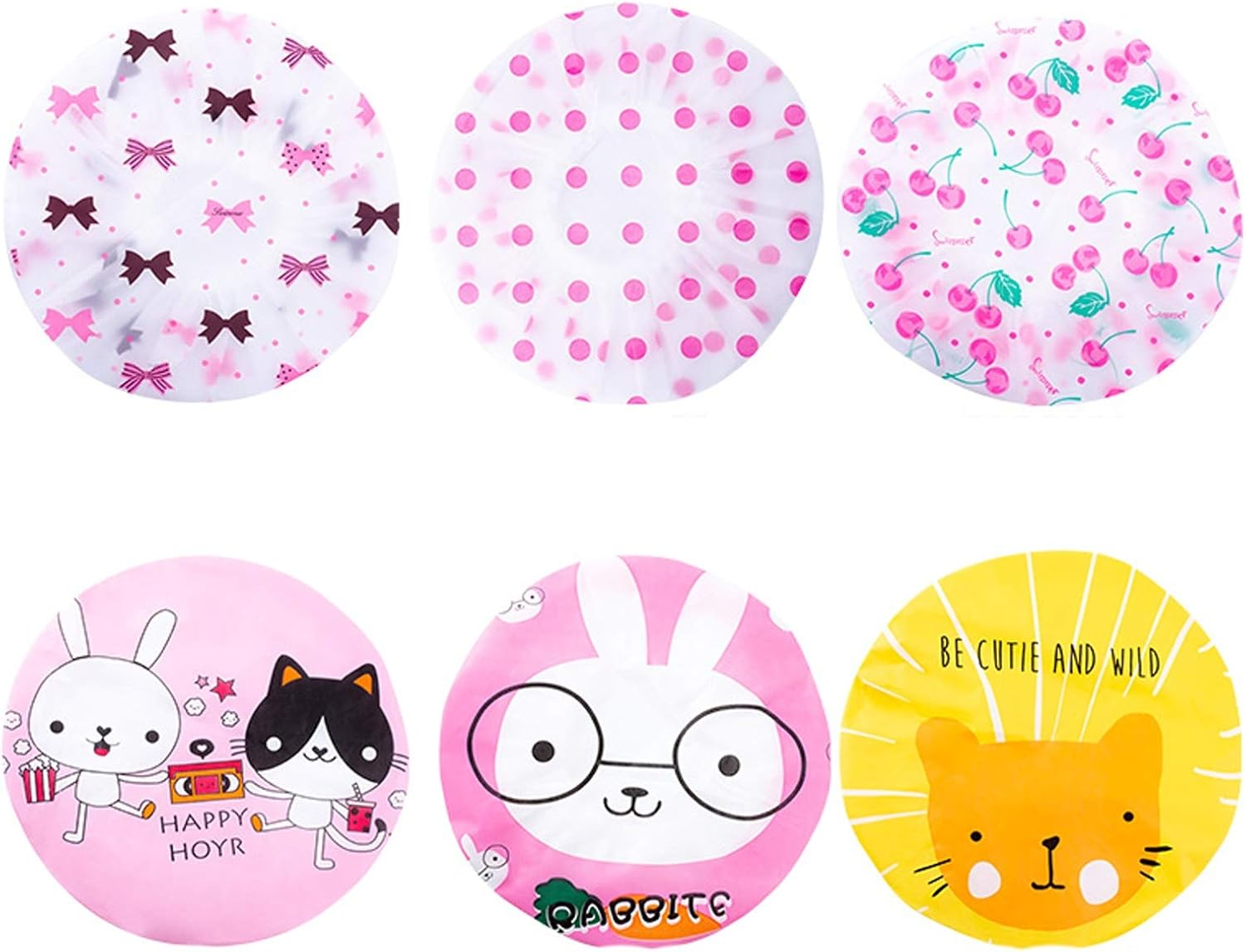 Useful 6Pcs Thickened Waterproof Shower Cap, Adult Shower Hat, Bath Hood, Kitchen to Prevent Oily Smoke (6 Pcs) Suitable for Ladies, Children and Girls, Travel Sp (Color : D) image number 3