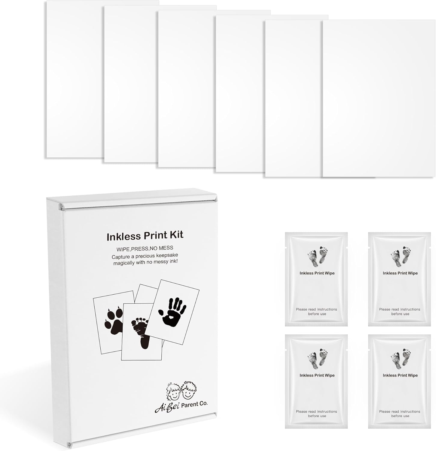 Inkless Baby Hand and Footprint Kit with Safe Pad for Ink Impression Casting Create a First Year Keepsake Months Milestone Cards My First Cards Postpartum Gifts for Girl or Boy Baby Books (6 PCS Set Gift Box) image number 3
