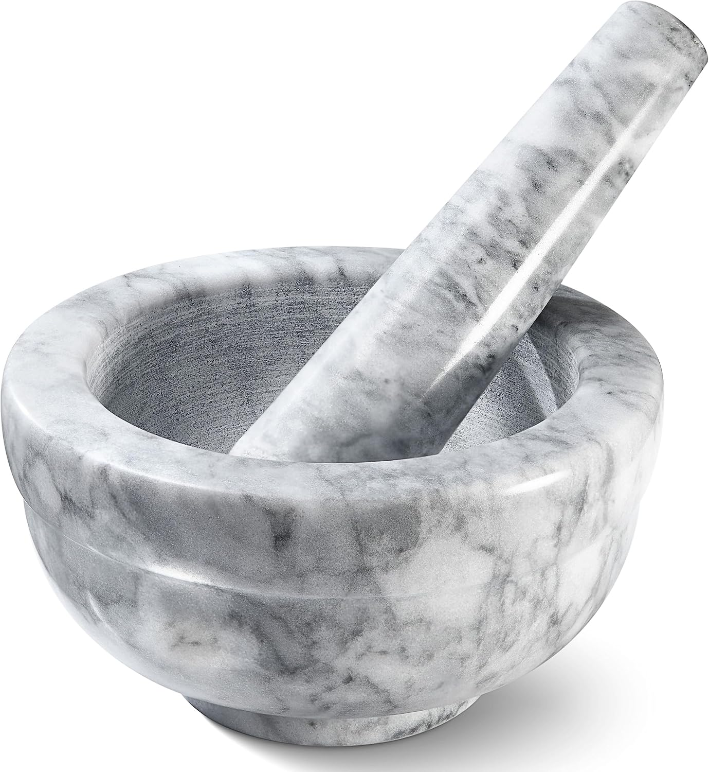 Sagler Mortar and Pestle Set - Small Grinding Bowl Container for Guacamole, Spices, Salsa, Pesto, Herbs - Best Mortar and Pestle Spice and Pills Crusher Set, Holds up to 2.5Oz - 3.75X2&rsquo;&rsquo;, Marble Gray image number 4