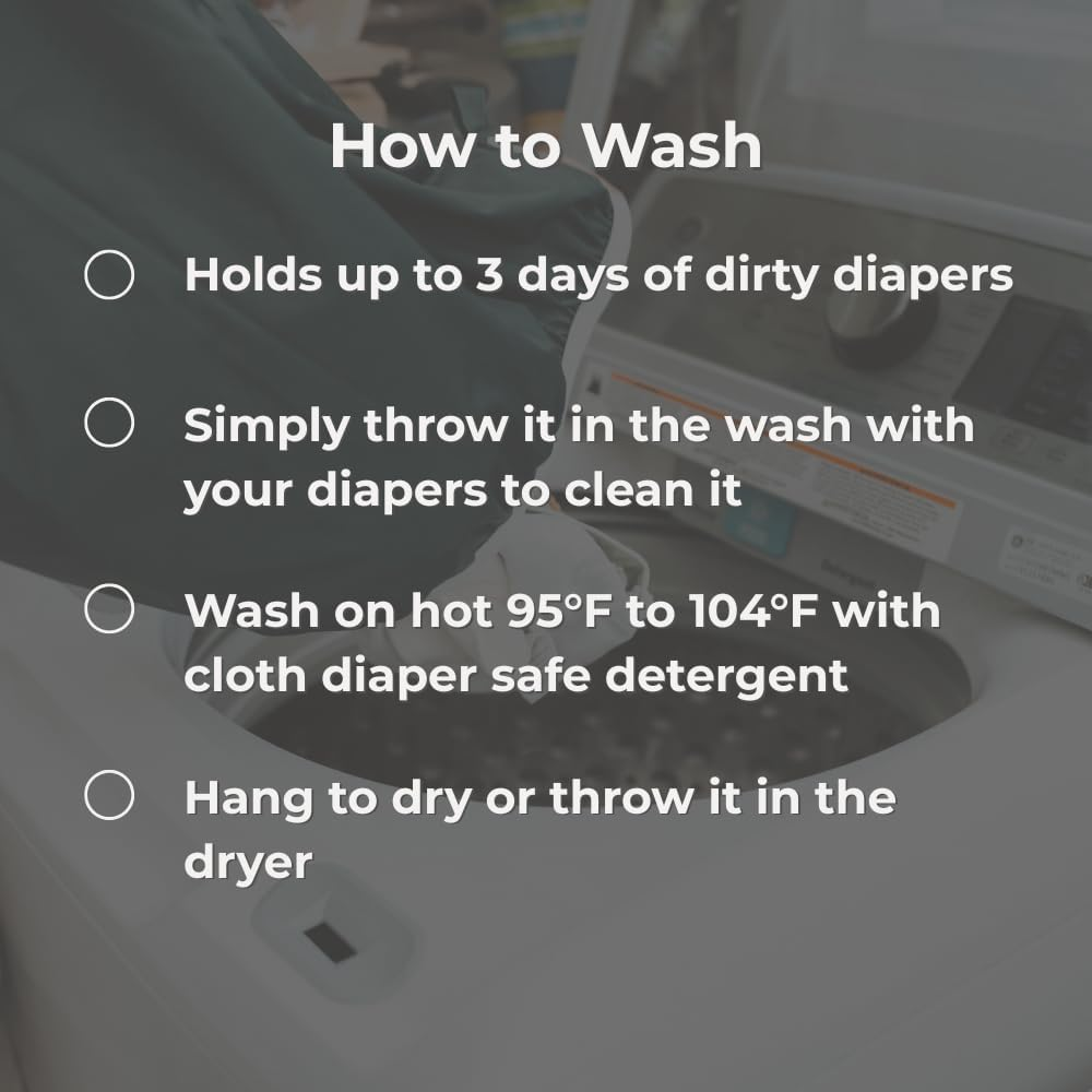 Nora'S Nursery Pail Liner for Cloth Diapers - Reusable and Washable - Fits All Standard Diaper Pails - Waterproof Pail Liner with Strap for Diaper Pails & Laundry (Rose- 2 Pk) image number 3