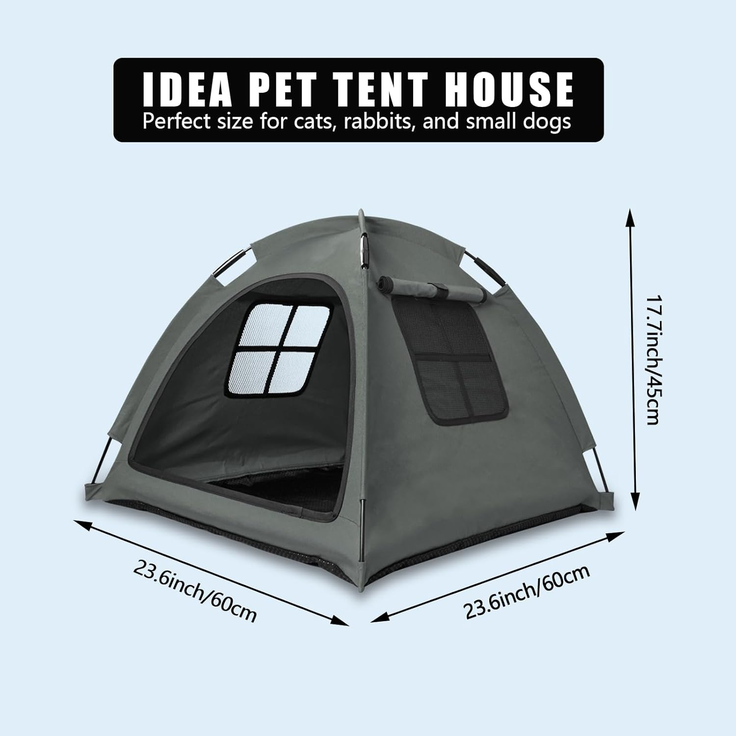 Nockovi Cat Tent House、Cat'S Nest, Portable Indoor/Outdoor Pet Tent House for Cats, Puppies and Other Small Animals (Cat Tent&middot; Grey, Small) image number 2