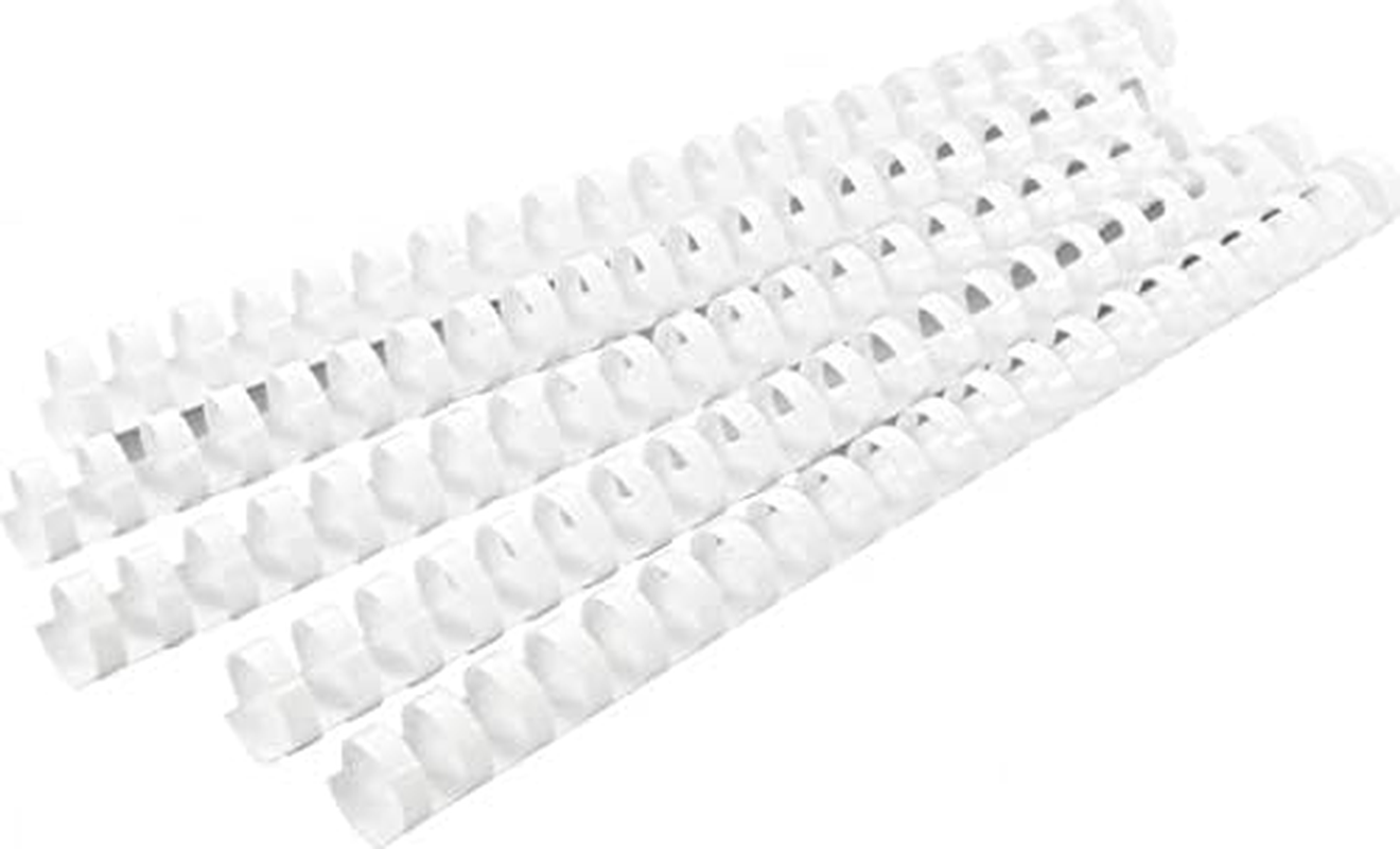 8Mm Plastic Binding Combs - White, 20 or 21 Rings, Pack of 100 image number 1