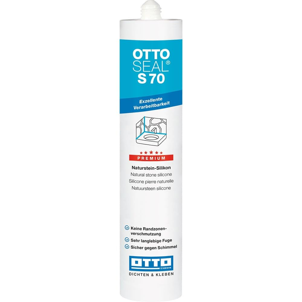 OTTOSEAL S 70 Premium Natural Stone Silicone 310 Ml C6115 Matt Bahama Beige - No Edge Zone Pollution - Safe against Mould & Ideal for Bathroom, Kitchen & Living Area