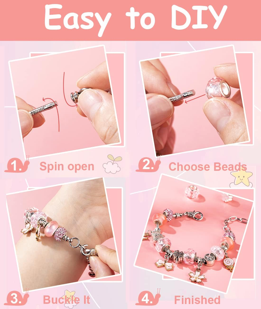 Charm Bracelet Making Kit for Girls, Unicorn/Mermaid Crafts Gifts Set, Teen Girl Gifts Jewelry Making Kit with Colorful Beads/Charms for Kids Ages 5 6 7 8 9 10-12. image number 2