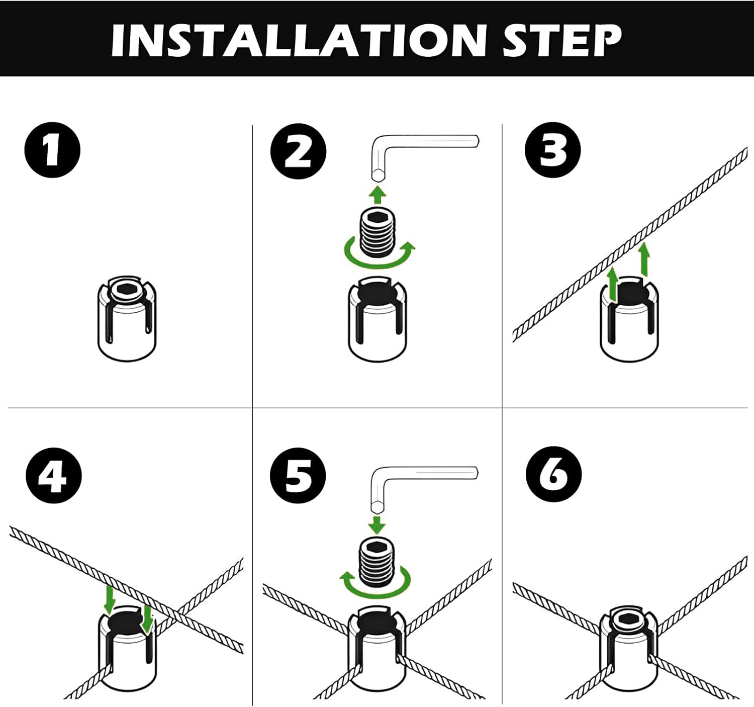 Acemaker 20PCS Cross Cable Clamps, T316 Stainless Steel Cross Clamps for 1/8" Wire Rope or Rod Fittings, No Drilling Required Clips for Wire Trellis Kits, Espalier Cable Trellis System (Invisible) image number 3
