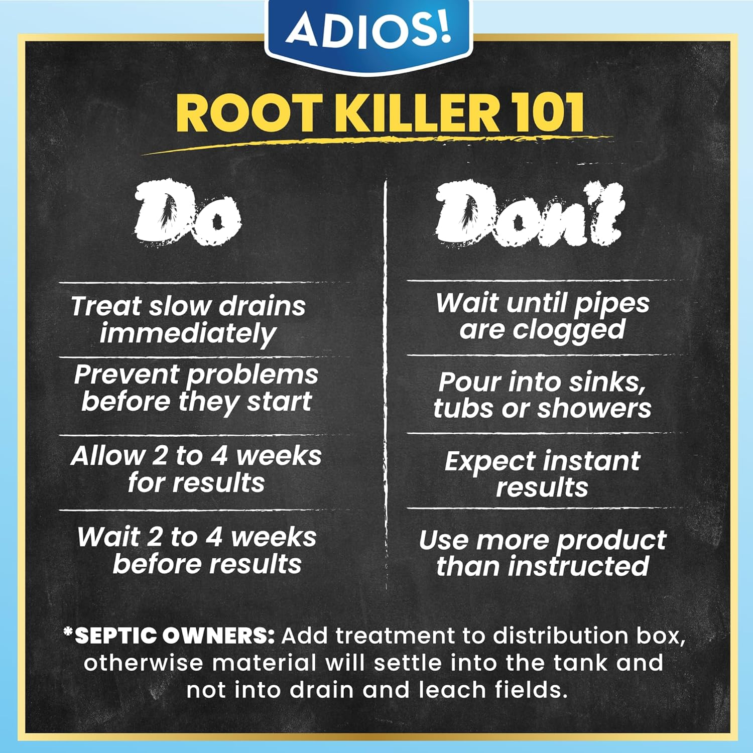 Adios! Sewer and Septic Root Killer for Trees and Shrubs, Copper Sulfate Formula Protects Sewer Pipes, Drains and Septic Tanks from Invasive Root Growth (2 Pound) image number 4