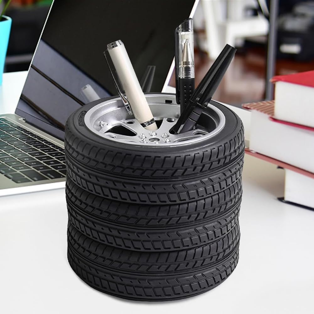 Tire Pen Holder,Fountain Pen Organiser,Table Ornaments,Stand Unique Novelty Pen,Learning Stationery Storage,For Desk,Home,Office Accessories image number 4