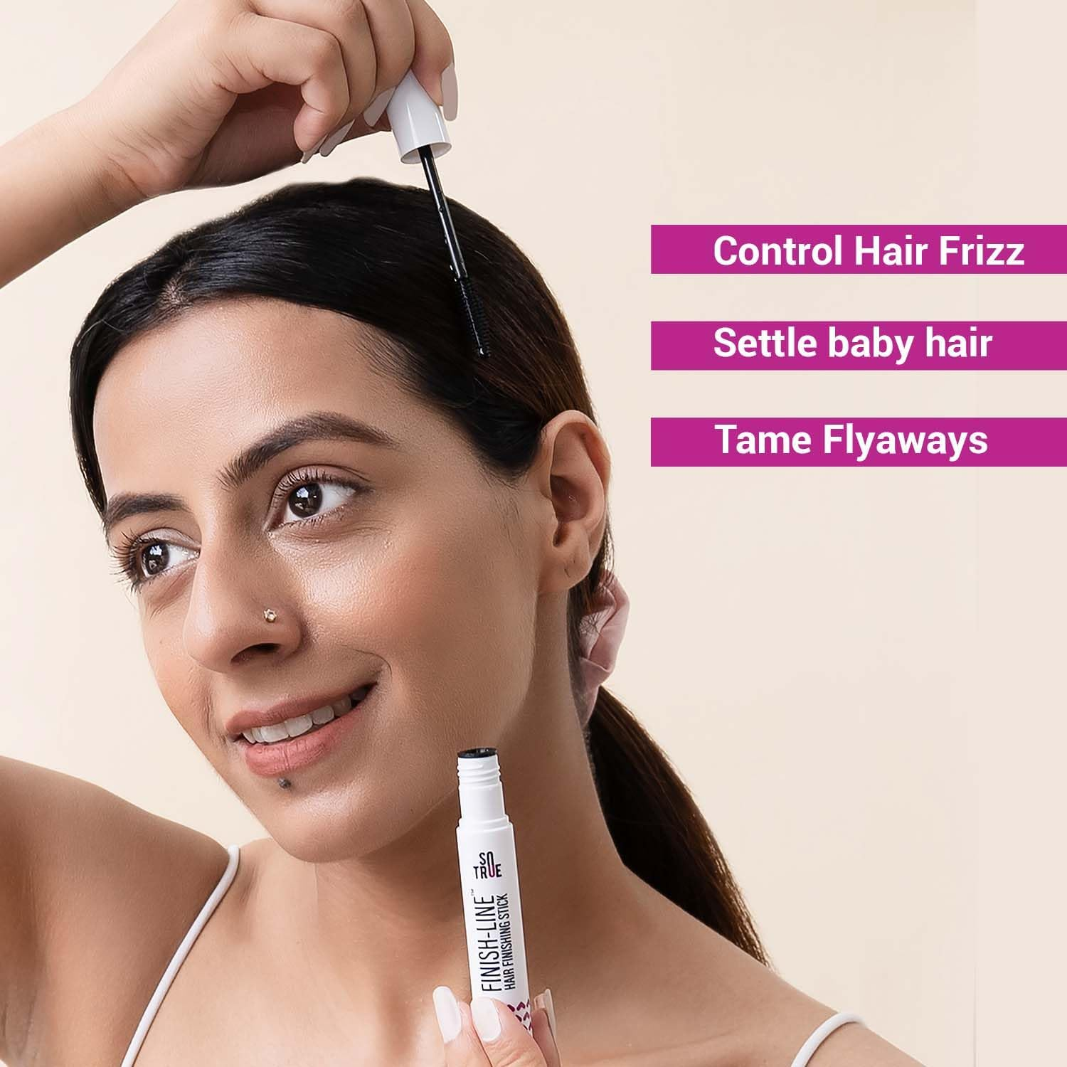 Sotrue Finish Line Hair Finishing Stick for Women 12Ml anti Flyaway for Smooth, Non-Greasy, and Non-Oily Look for All Hair Types