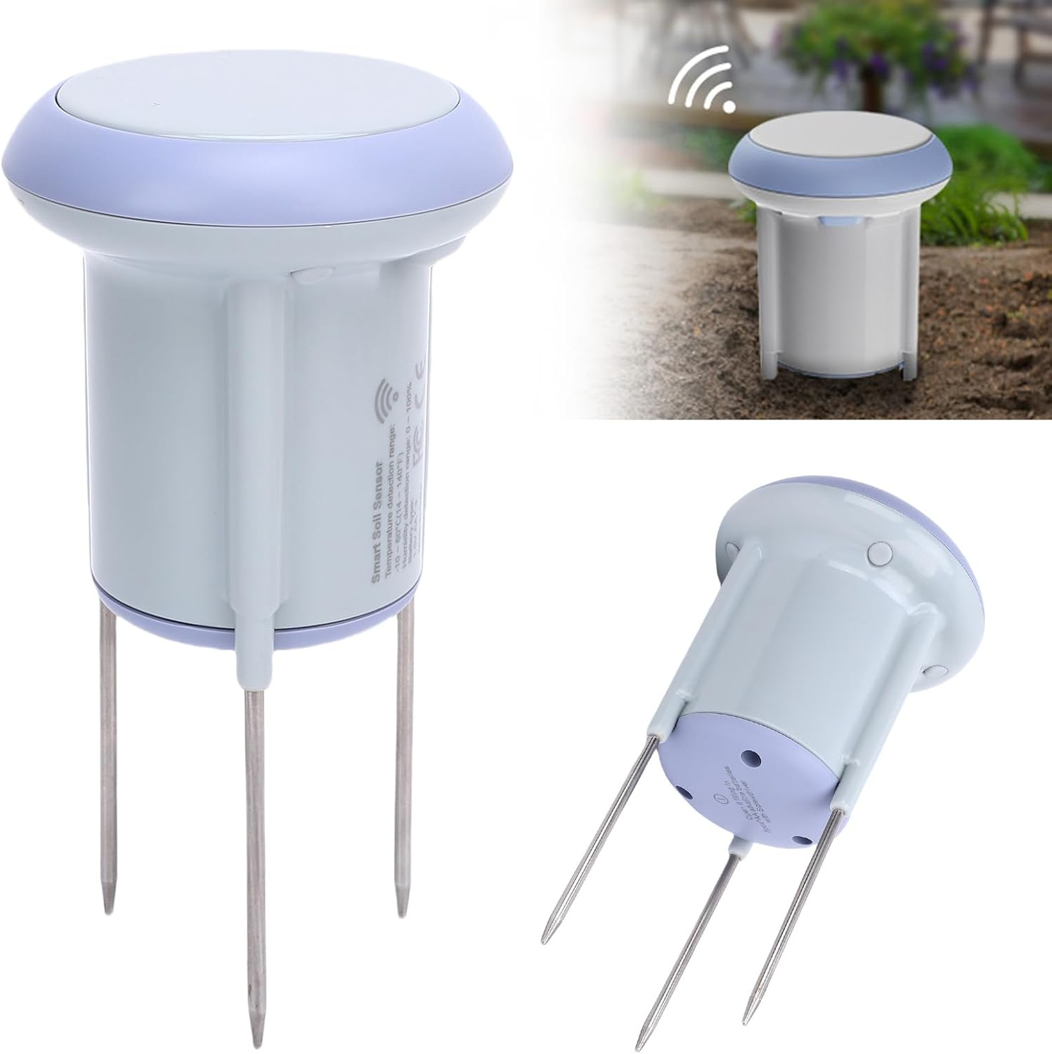 Marhynchus Solar Powered Soil Moisture Temp Sensor Wifi IP65 Waterproof Indoor Outdoor Plant Monitor Compatible with Smart Life Garden Farm Hygrometer image number 3