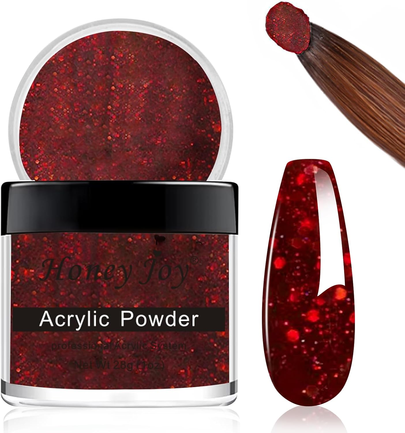28G/Box Color Acrylic Powder Professional Red Glitter Acrylic Nail French Manicure Powder for Nail Extension Acrylic Nail System,Hj-Nap017-No.36