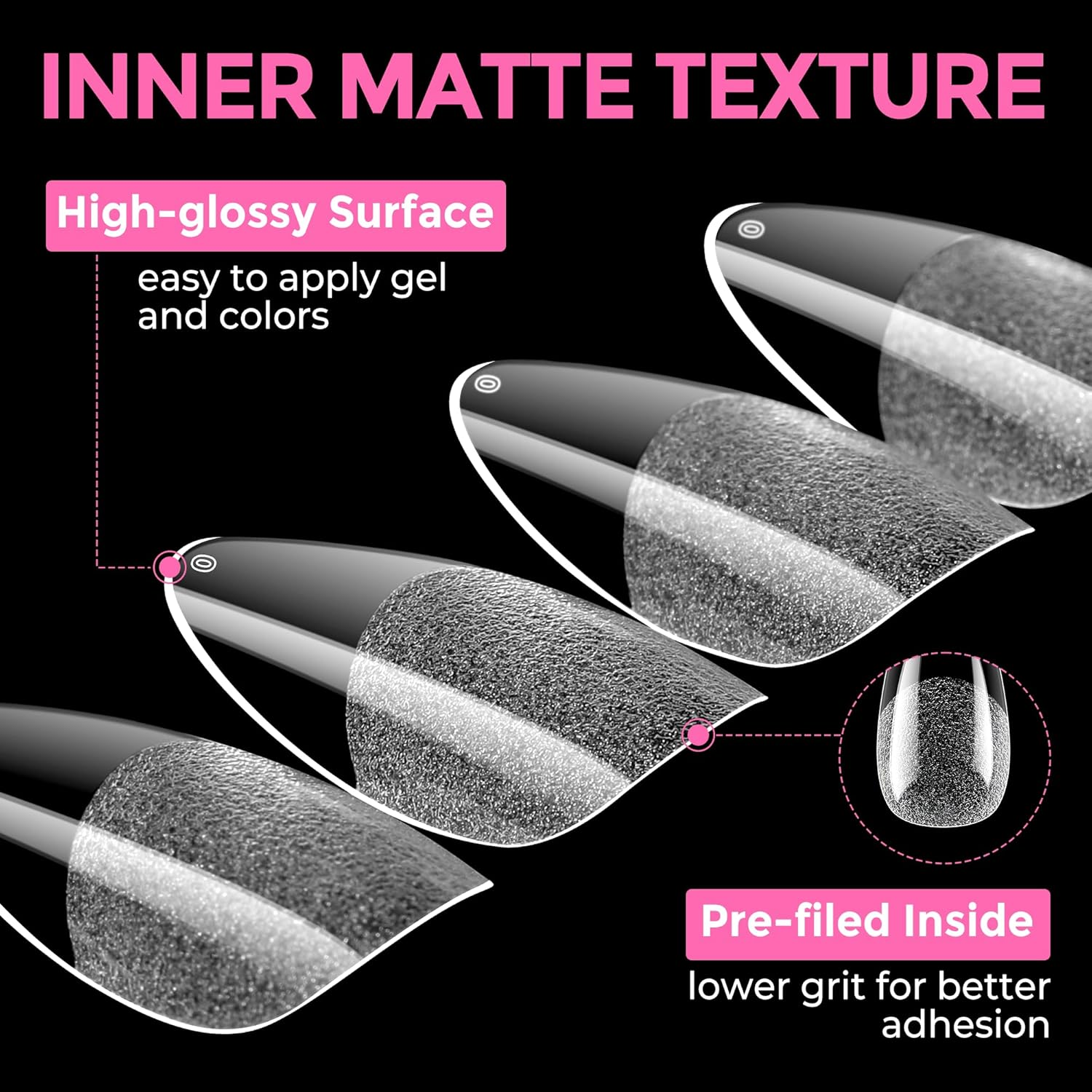 UNA GELLA Almond Fake Nails 216Pcs Almond Press on Nails Pre-Shape Nails Tips for Full Cover Acrylic French False Nails for Nail Extension, DIY Salon 12 Sizes Gelly Tips image number 5