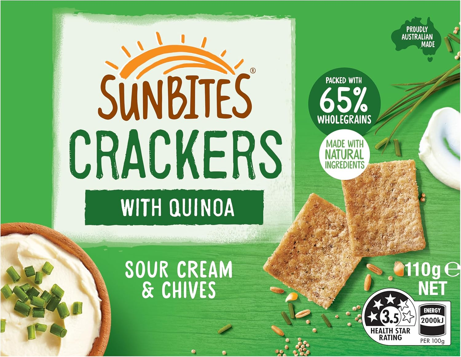 Sunbites Sour Cream and Chives Cracker 110 G image number 2